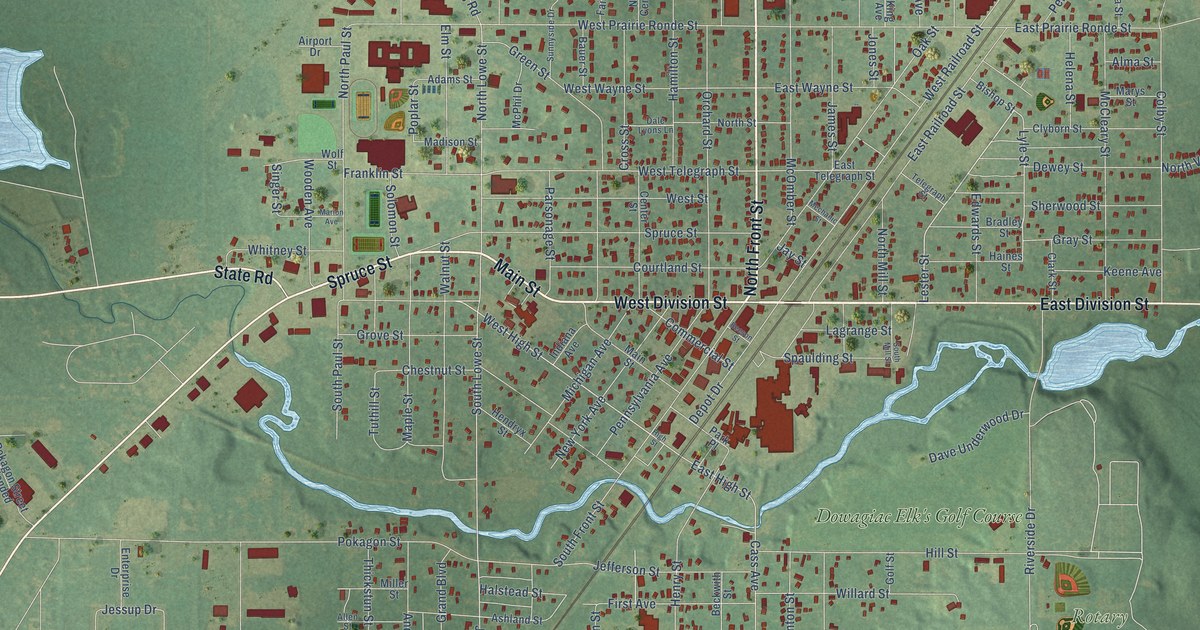 Map of Dowagiac, Michigan in 2026