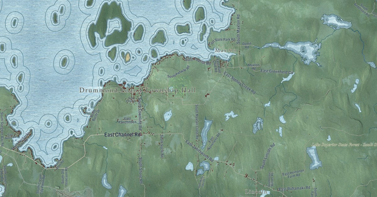 Map of Drummond, Michigan in 2026