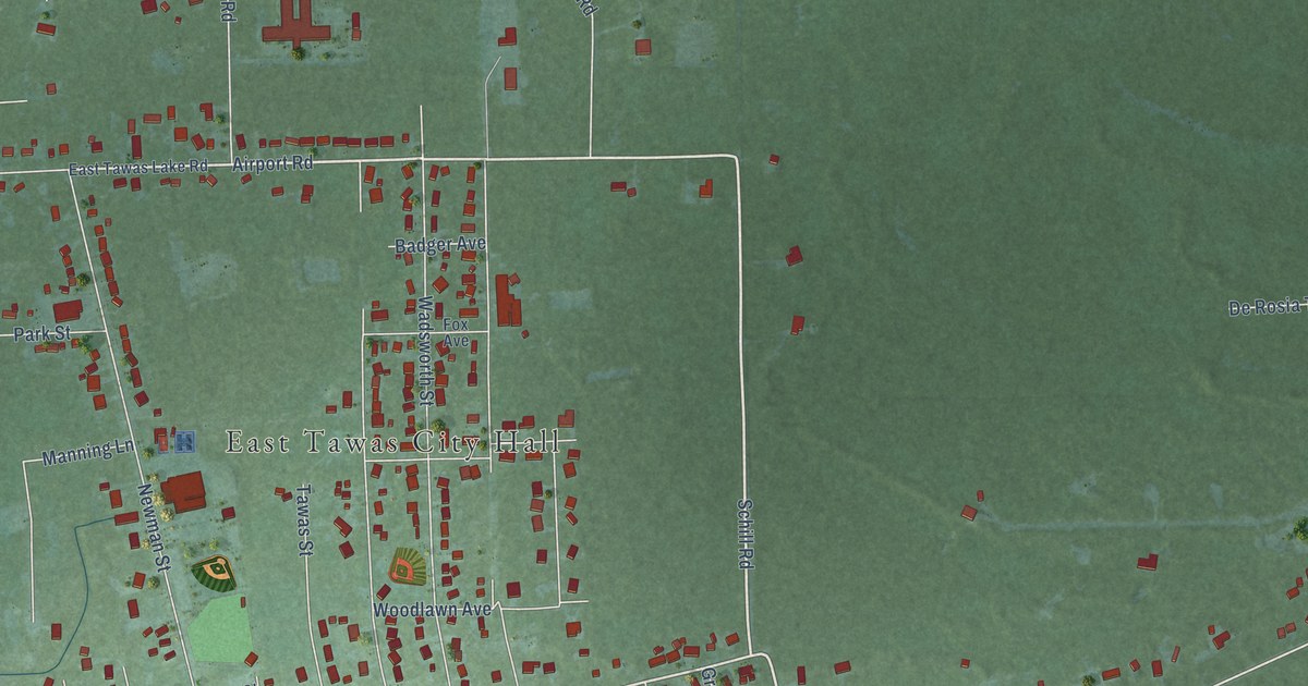 Map of East Tawas, Michigan in 2026