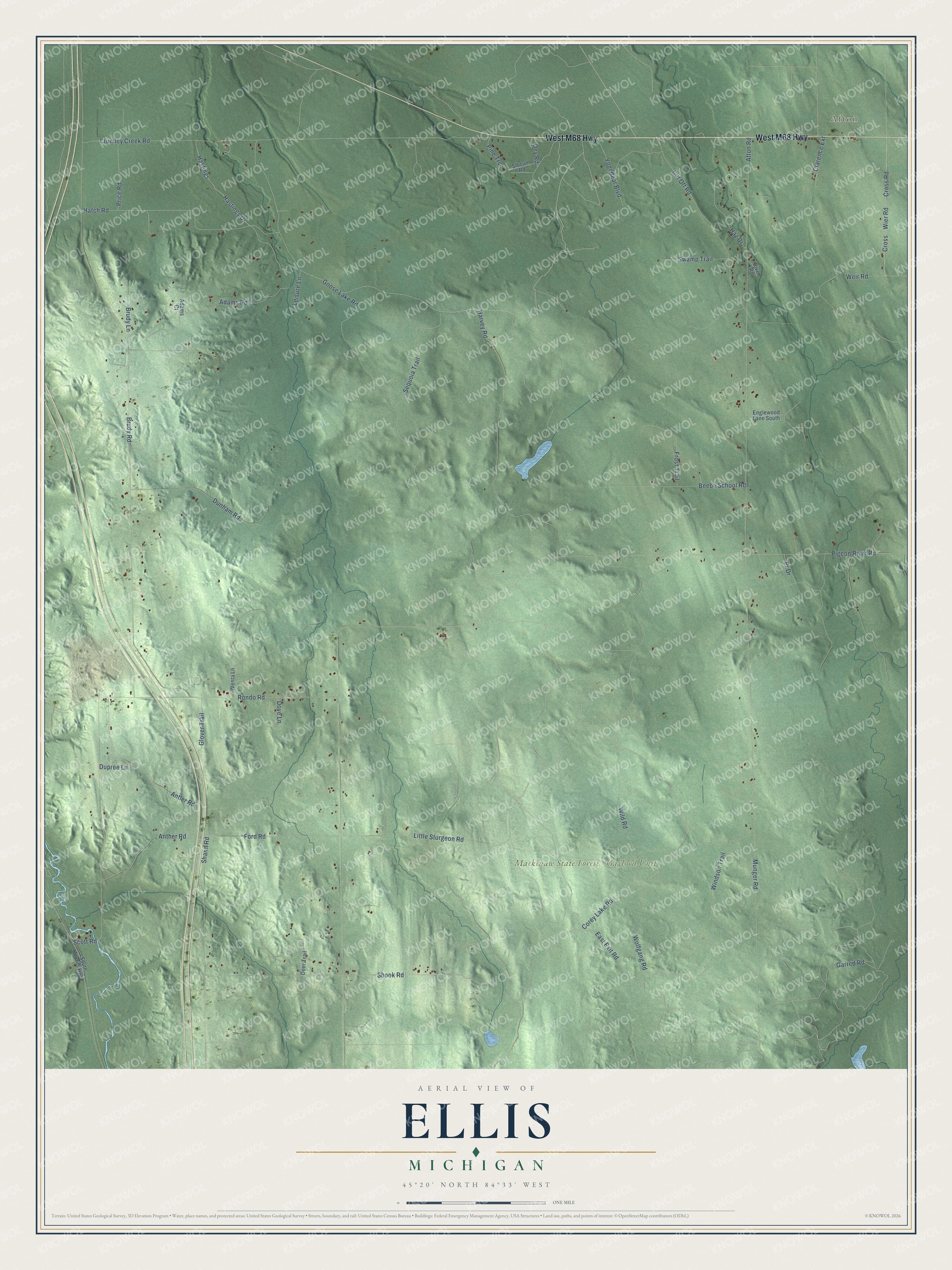 Watermarked full-map preview of Ellis, Michigan