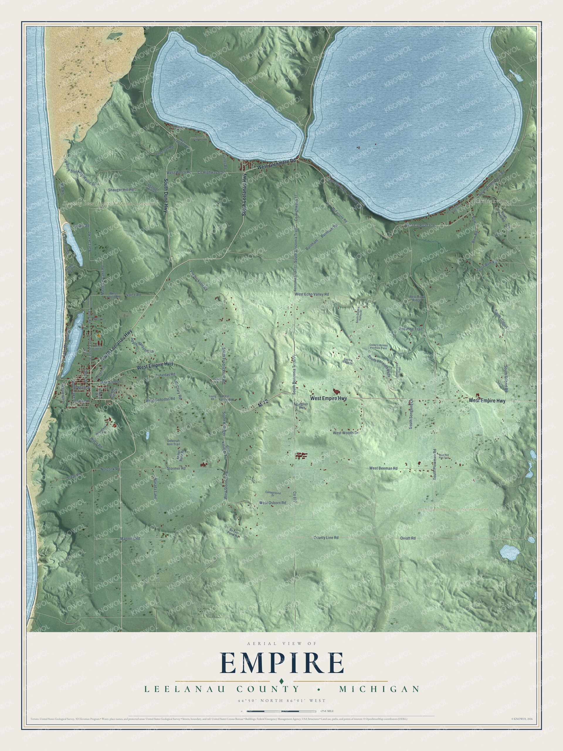 Watermarked full-map preview of Empire, Michigan