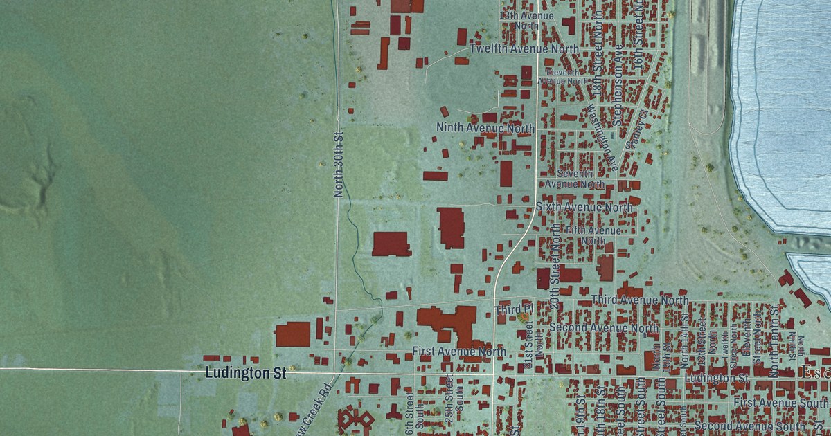 Map of Escanaba City, Michigan in 2026