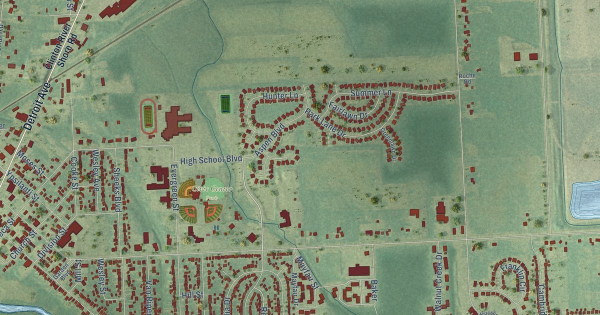 Map of Flat Rock, Michigan in 2026