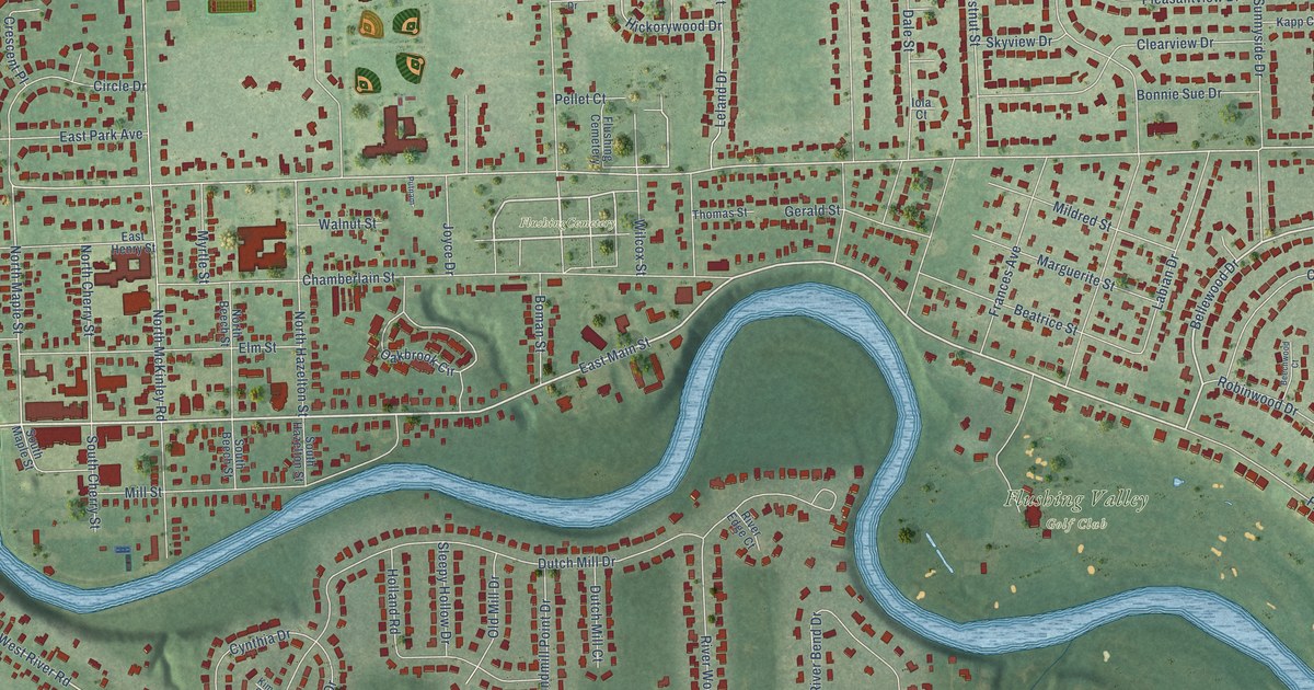 Map of Flushing City, Michigan in 2026