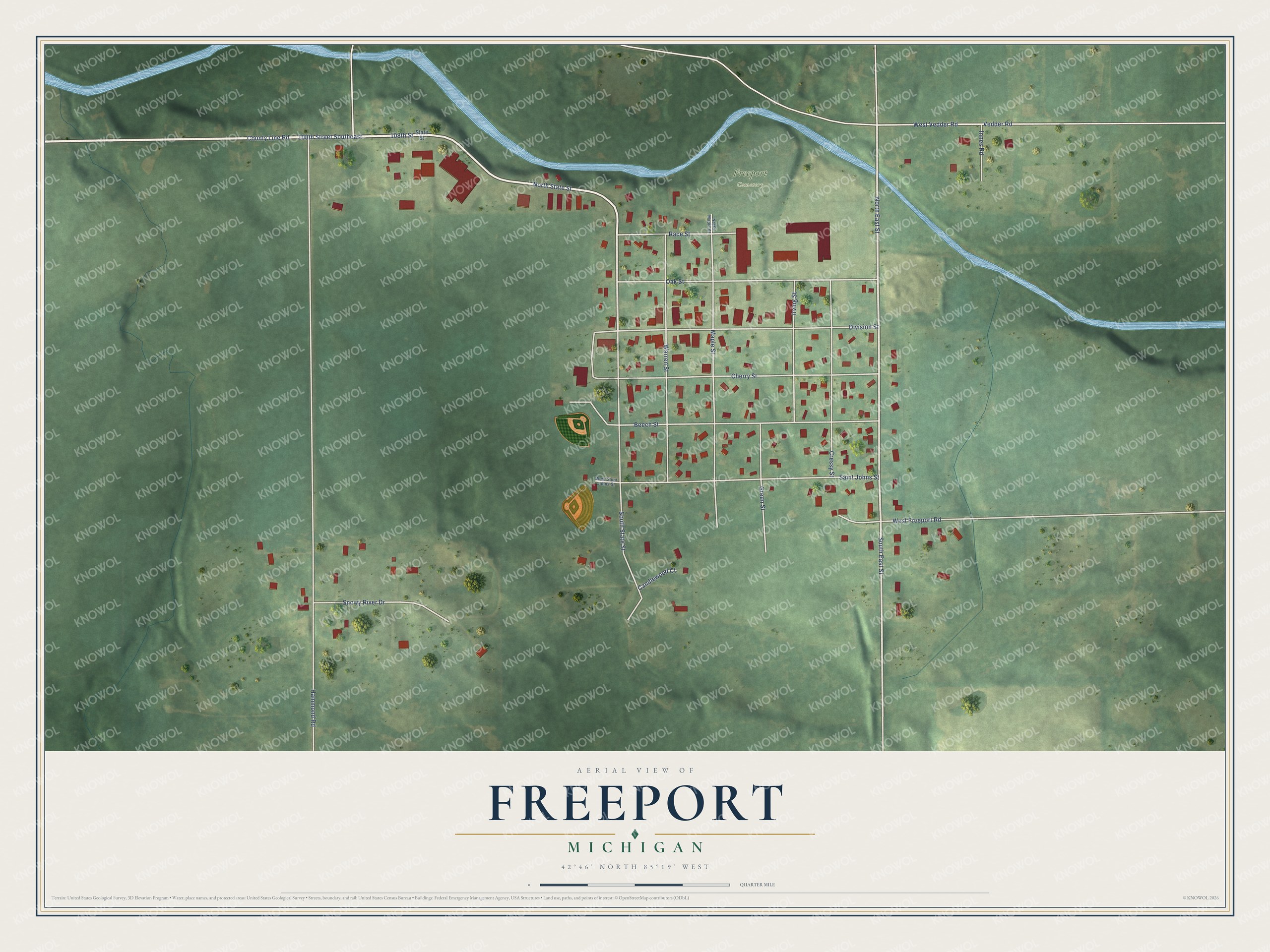 Watermarked full-map preview of Freeport, Michigan