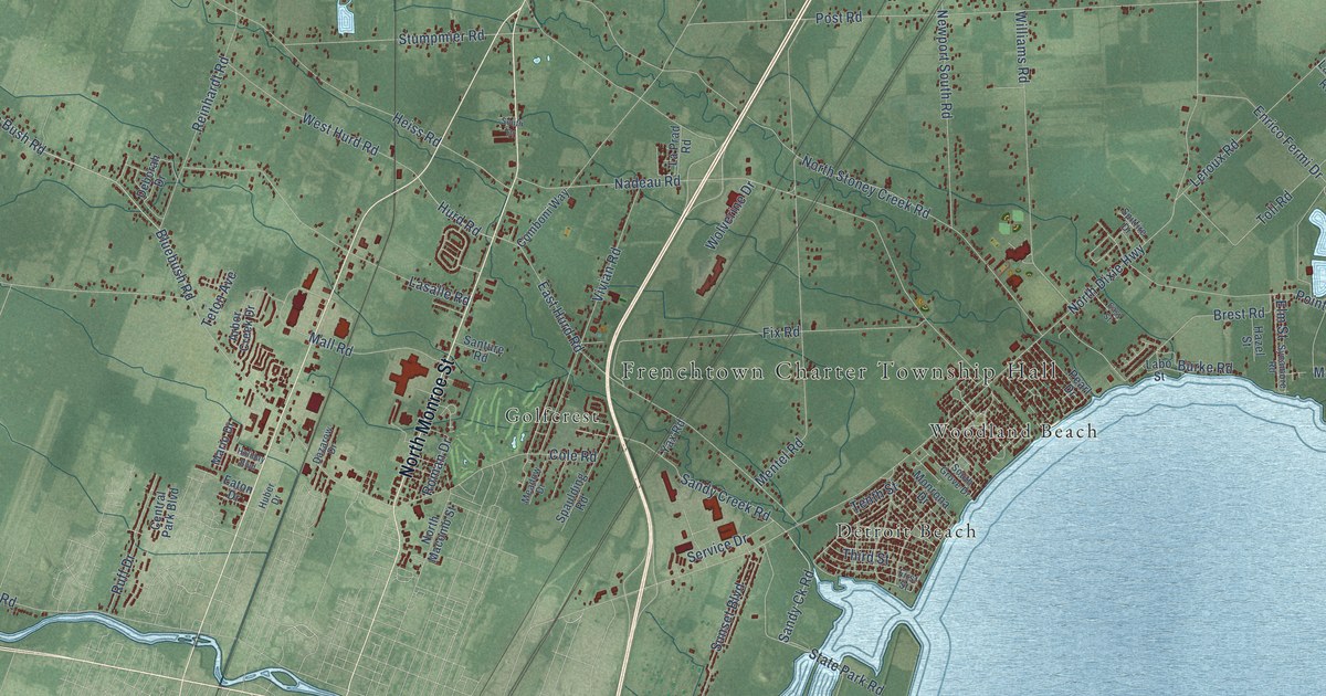 Map of Frenchtown, Michigan in 2026