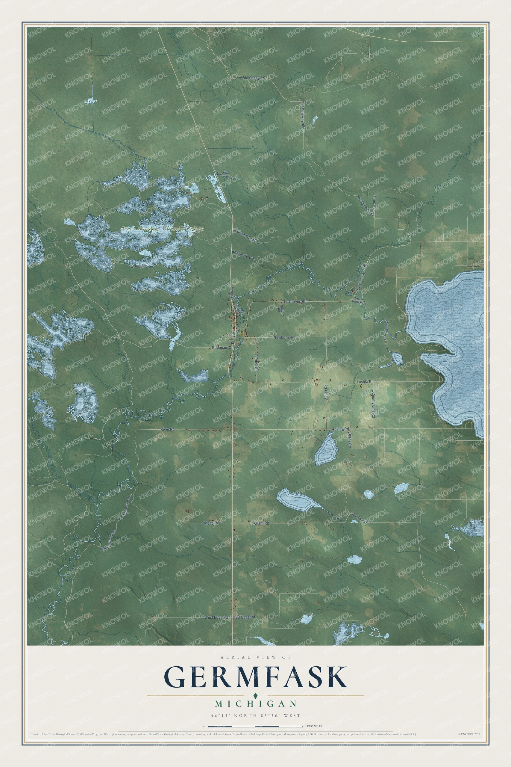Watermarked full-map preview of Germfask, Michigan