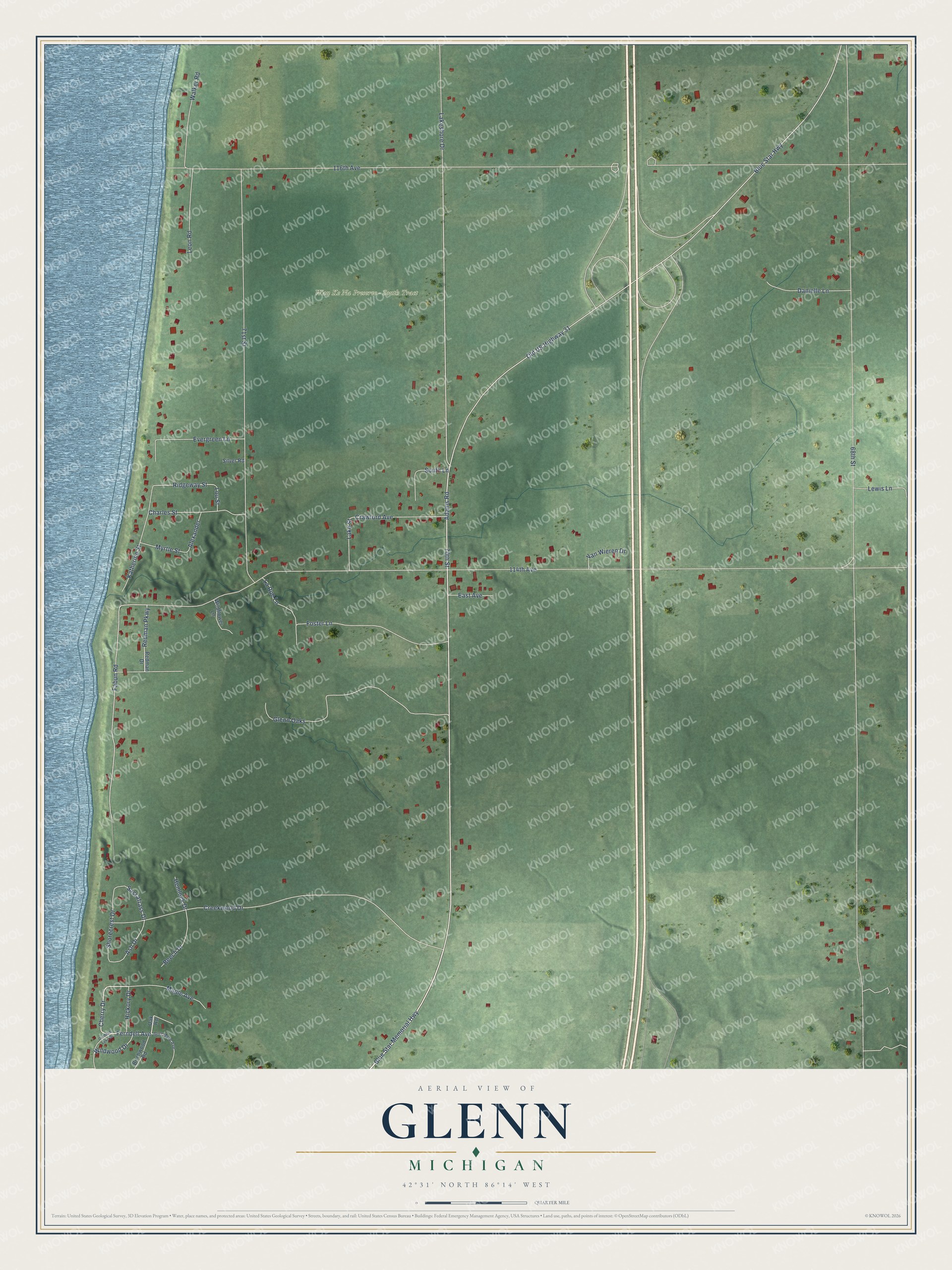 Watermarked full-map preview of Glenn, Michigan