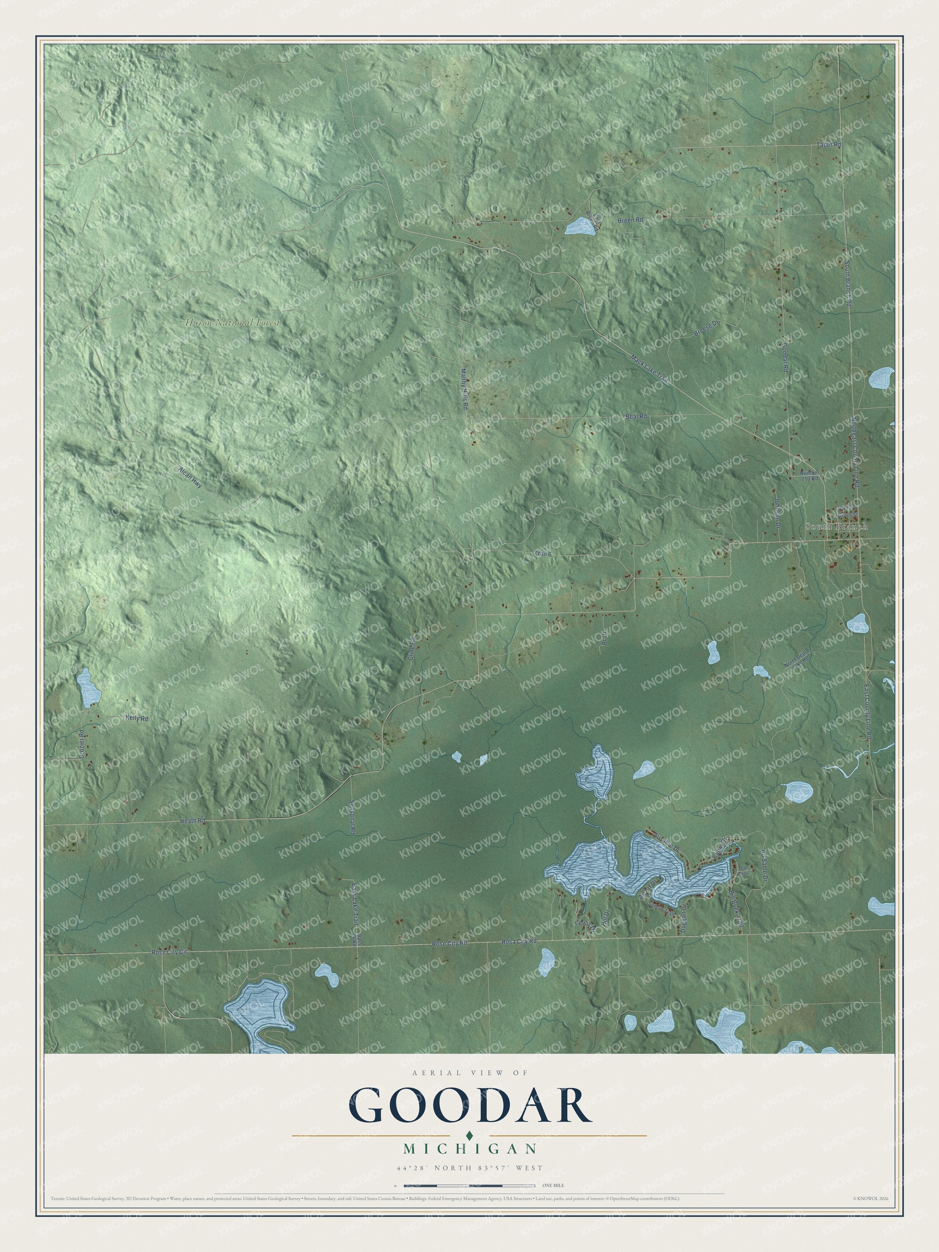 Watermarked full-map preview of Goodar, Michigan