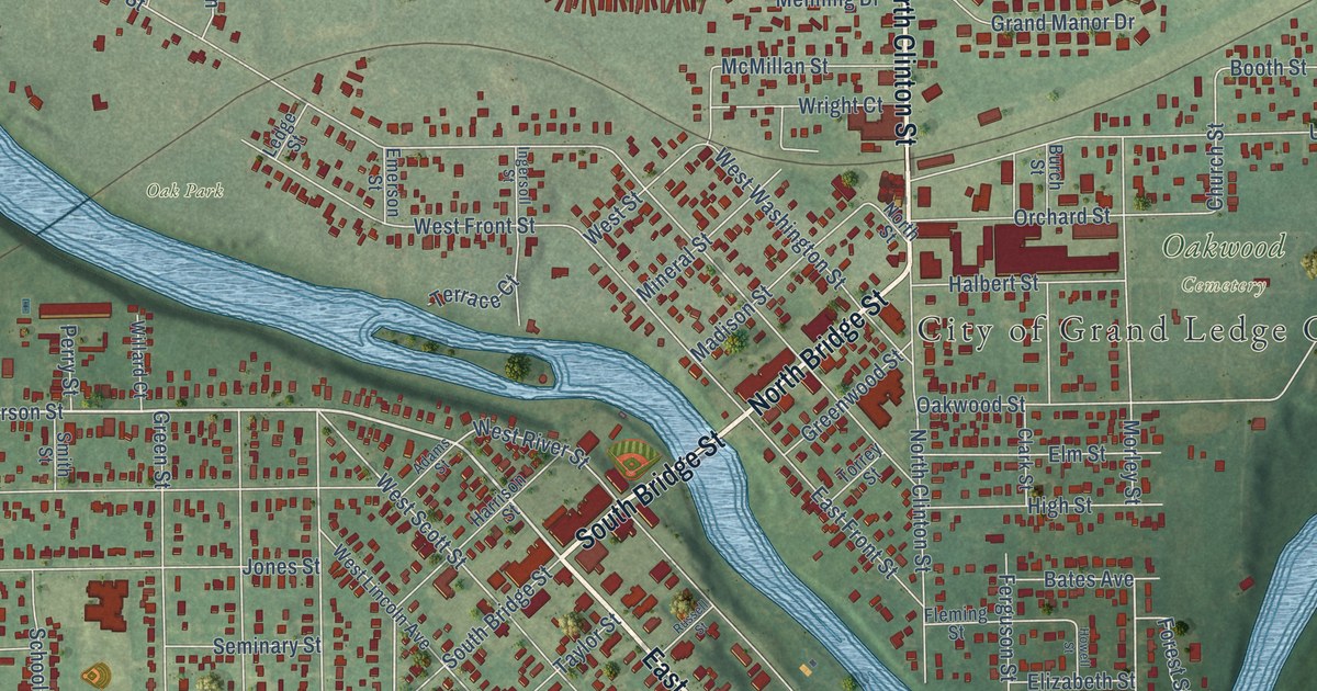 Map of Grand Ledge, Michigan in 2026