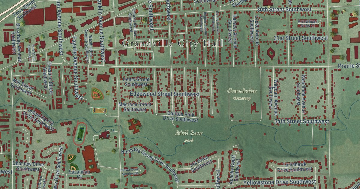 Map of Grandville, Michigan in 2026