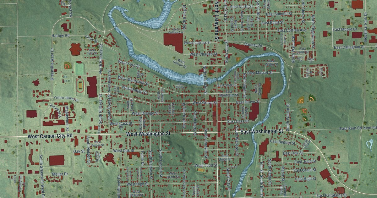 Map of Greenville, Michigan in 2026