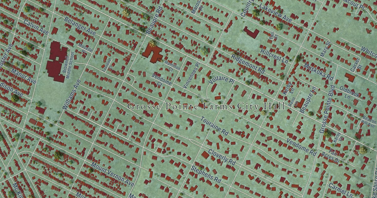 Map of Grosse Pointe Farms, Michigan in 2026