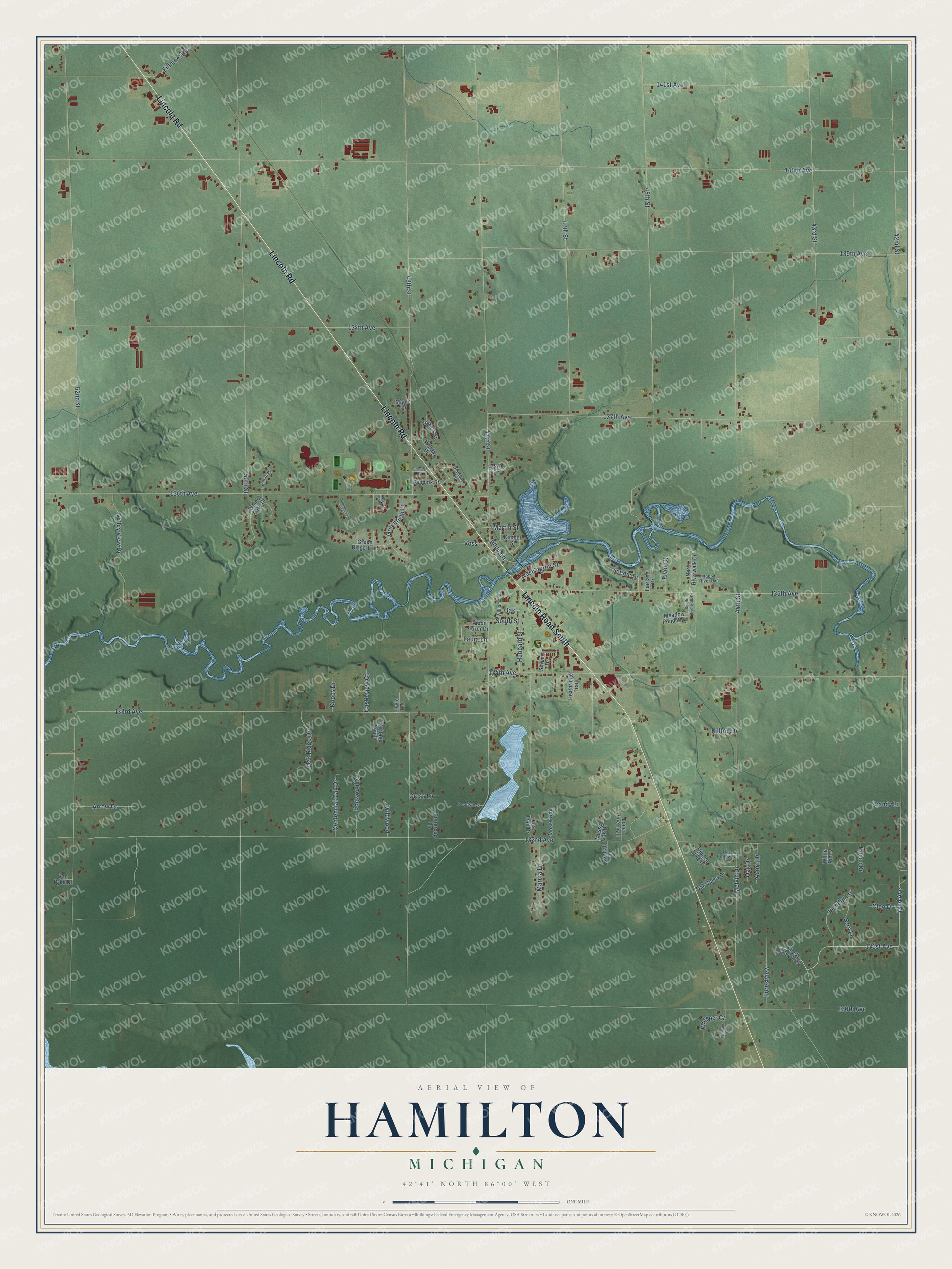 Watermarked full-map preview of Hamilton, Michigan