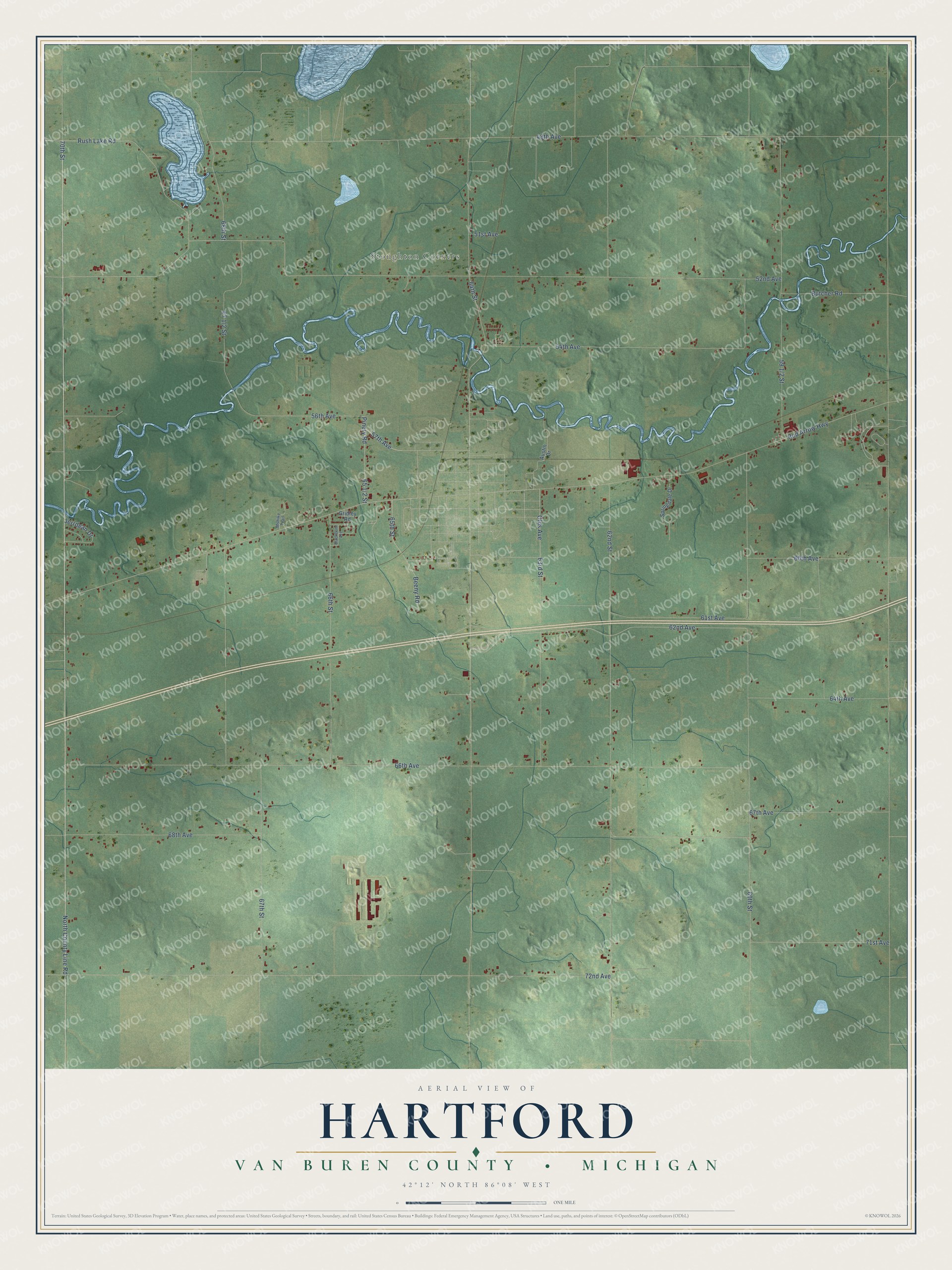 Watermarked full-map preview of Hartford, Michigan