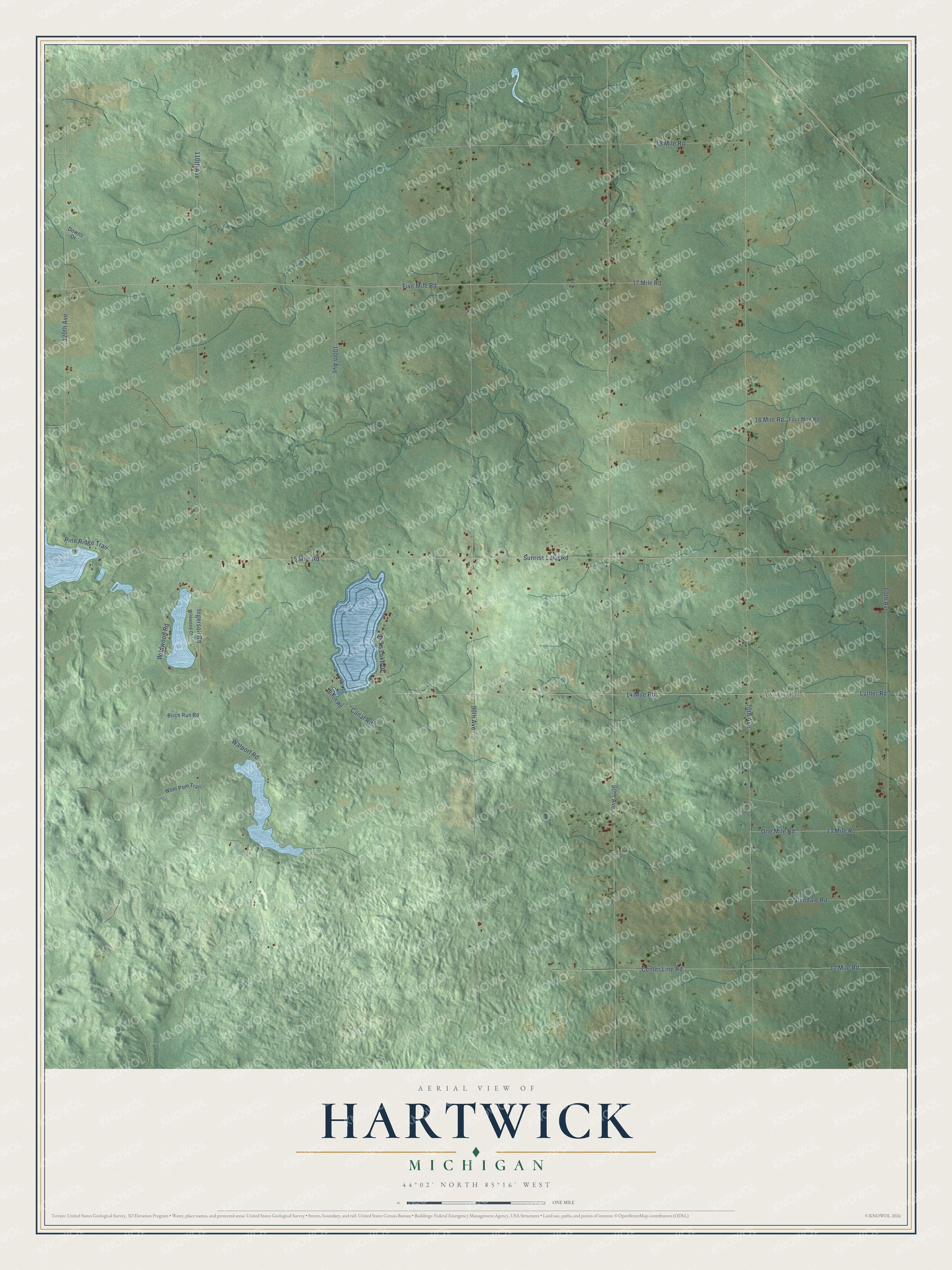 Watermarked full-map preview of Hartwick, Michigan