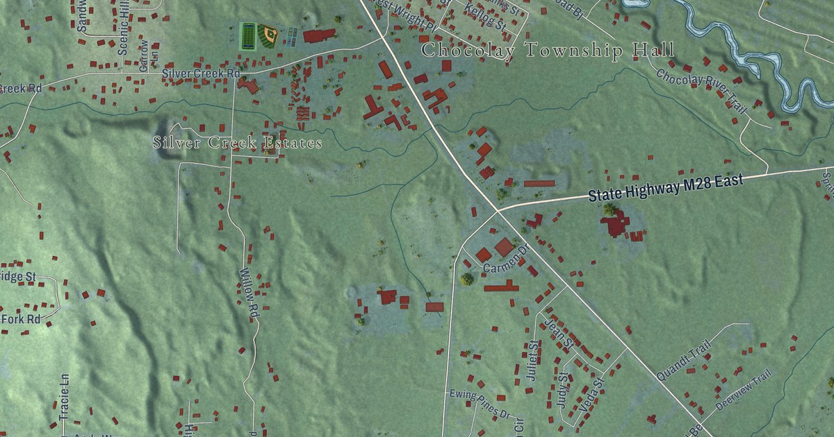 Map of Harvey, Michigan in 2026