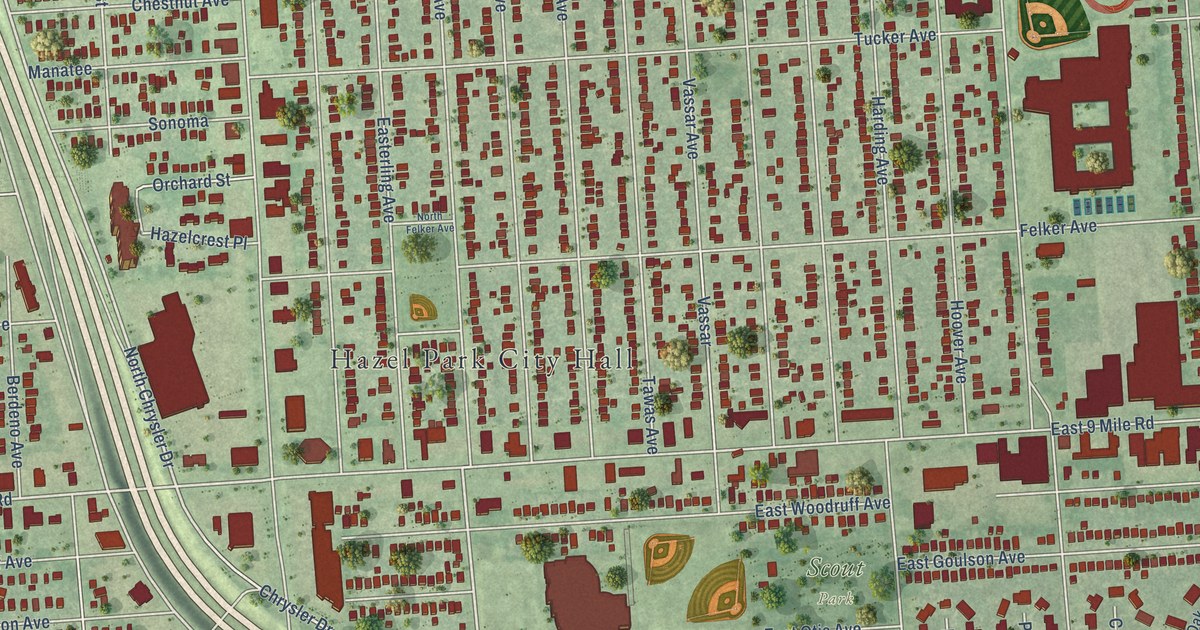 Map of Hazel Park, Michigan in 2026