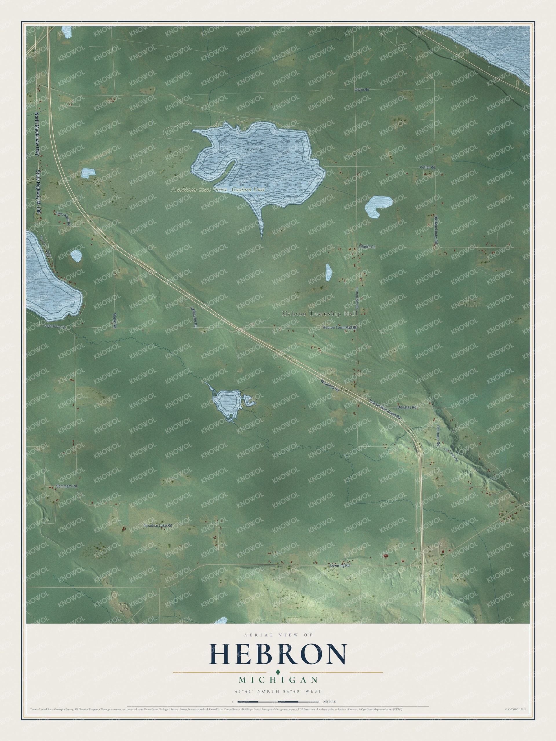Watermarked full-map preview of Hebron, Michigan