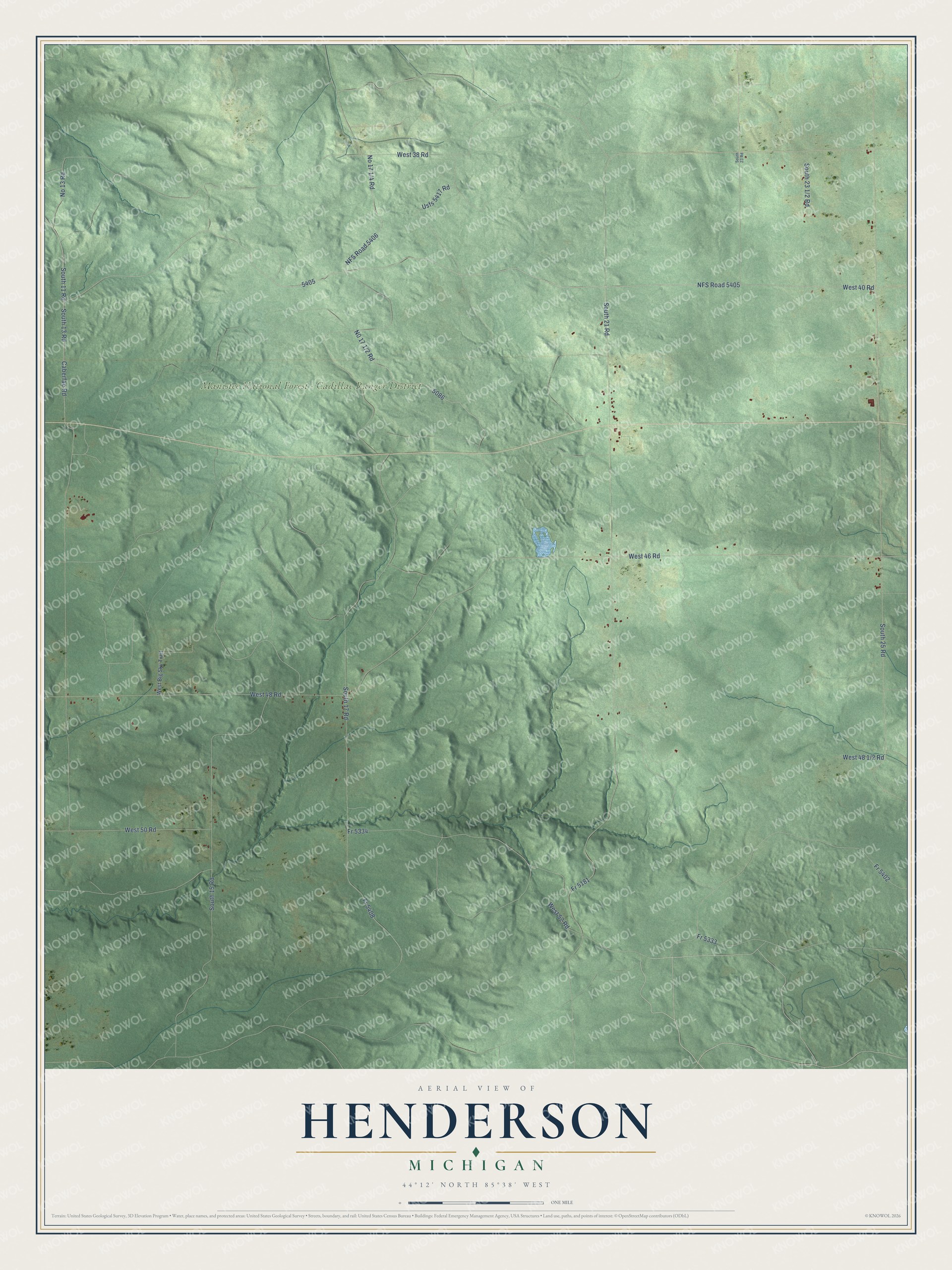 Watermarked full-map preview of Henderson, Michigan