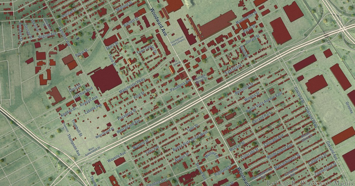Map of Highland Park, Michigan in 2026