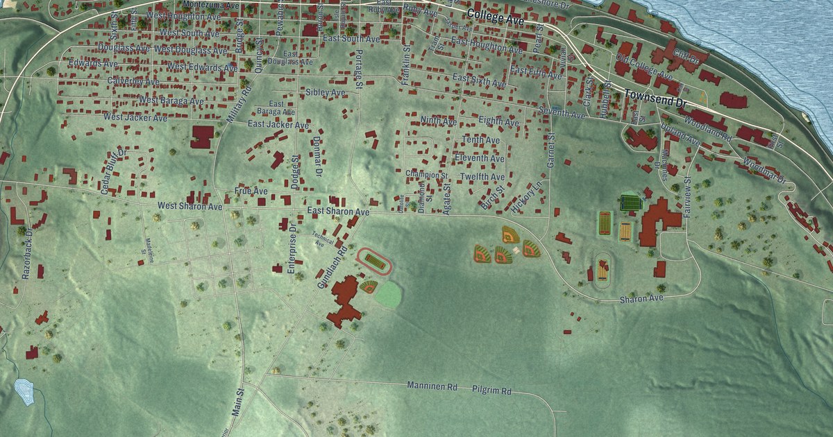 Map of Houghton, Houghton County, Michigan in 2026