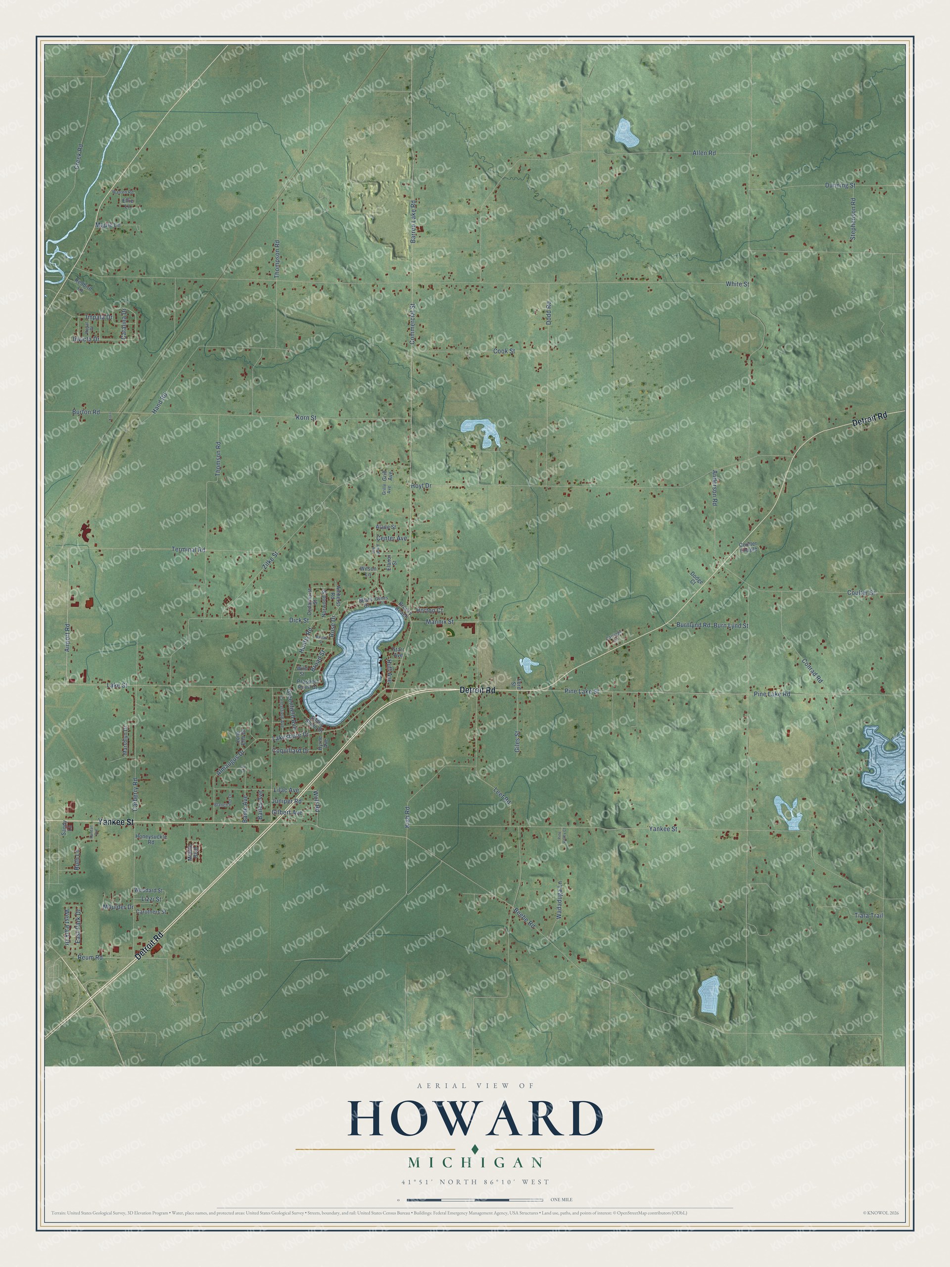 Watermarked full-map preview of Howard, Michigan