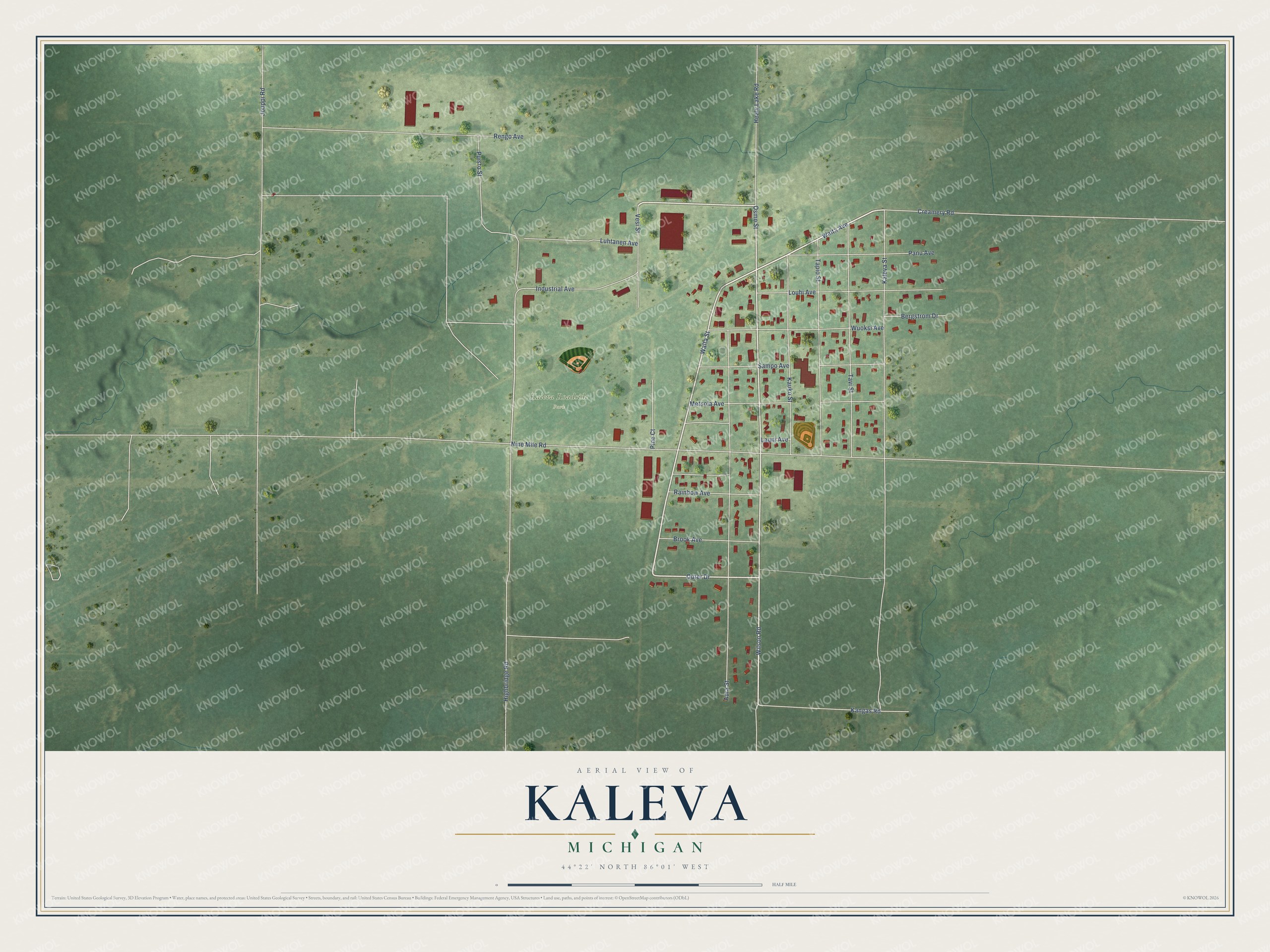 Watermarked full-map preview of Kaleva, Michigan