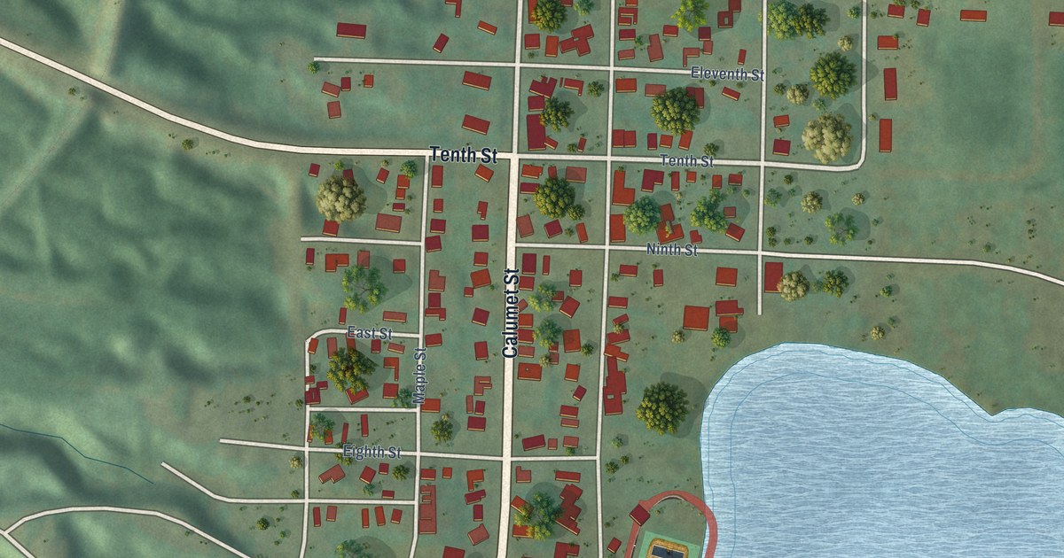 Map of Lake Linden, Michigan in 2026