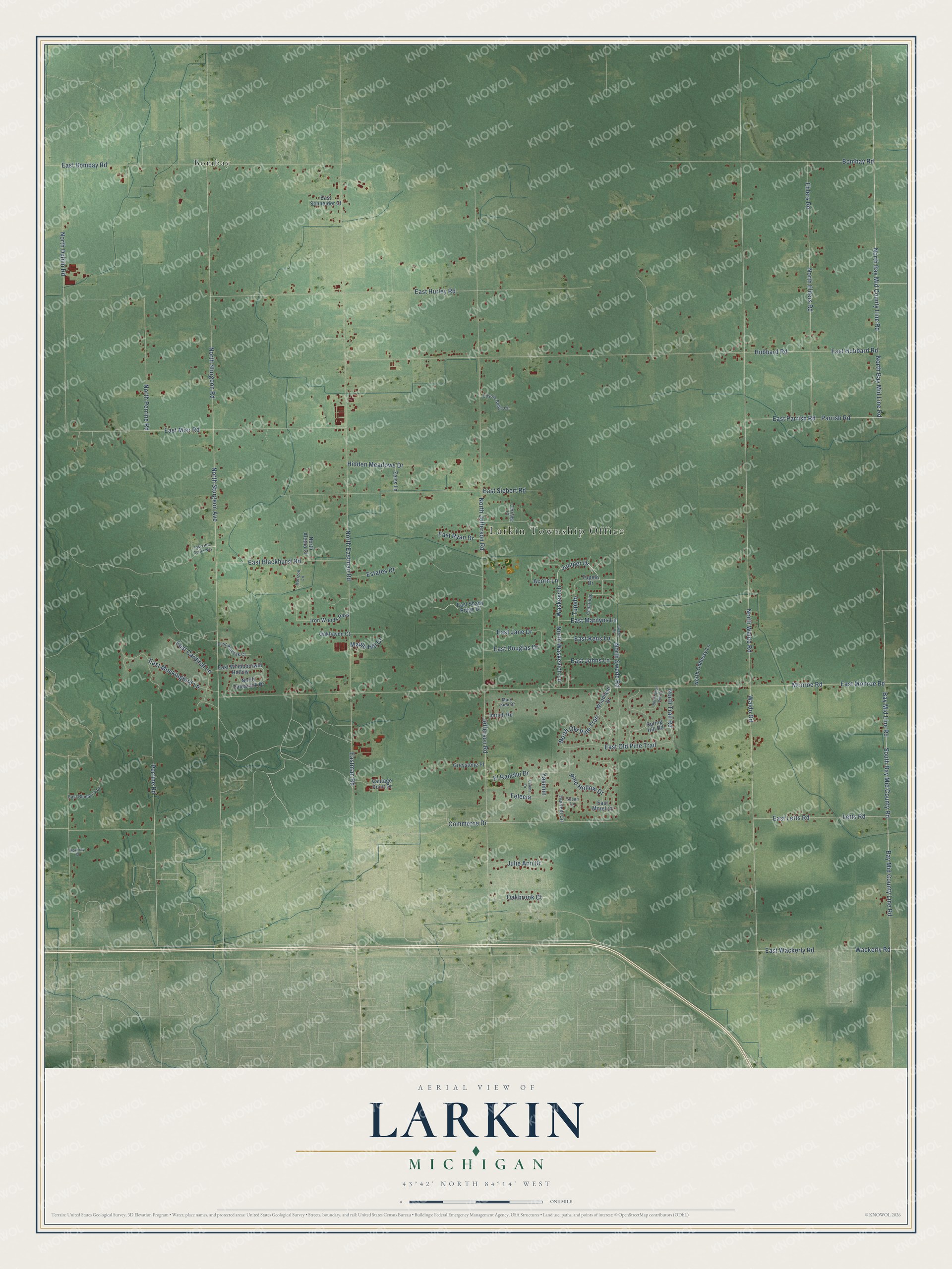 Watermarked full-map preview of Larkin, Michigan
