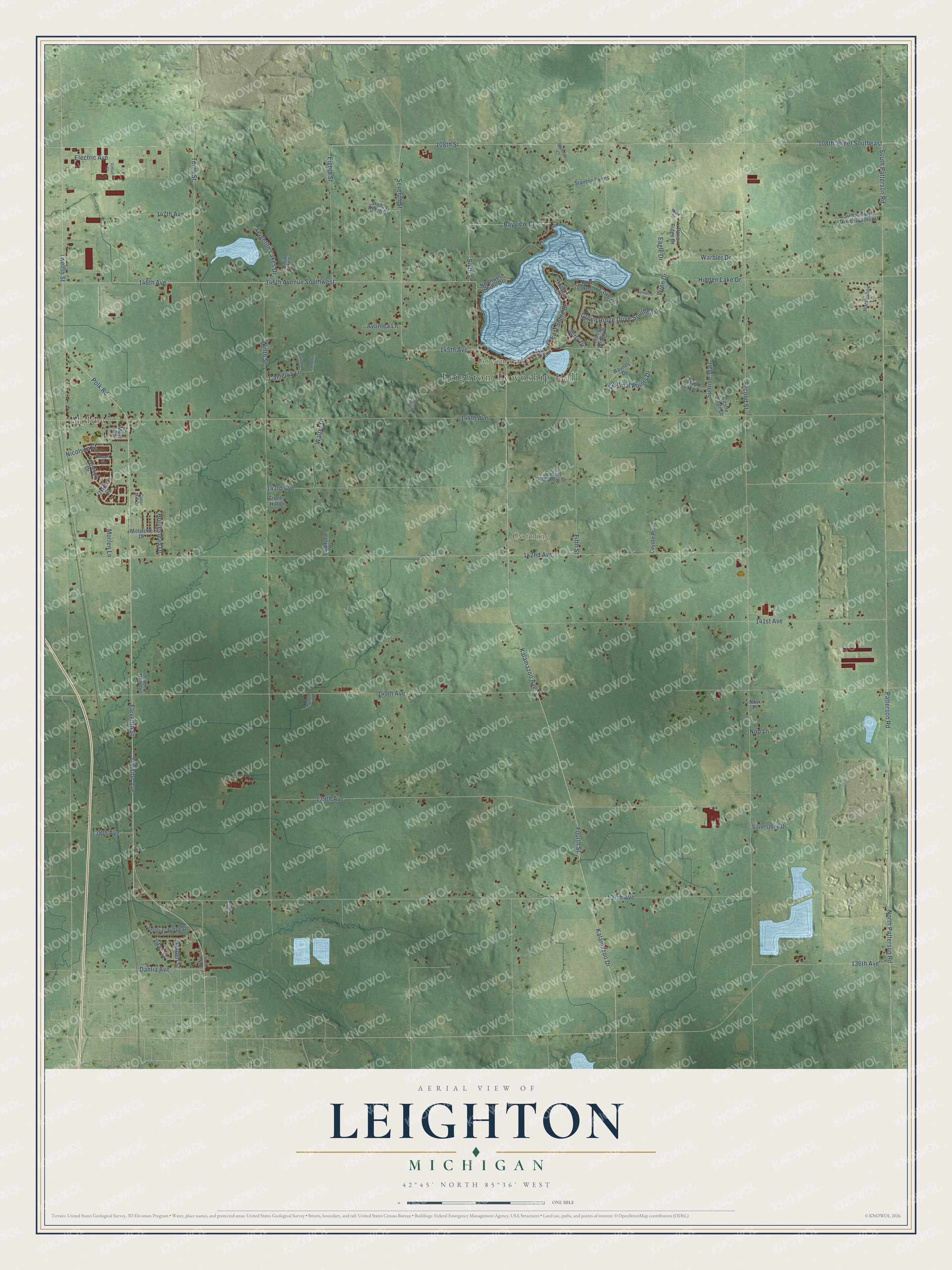 Watermarked full-map preview of Leighton, Michigan