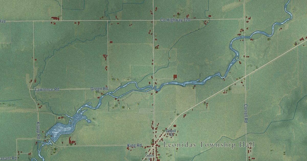 Map of Leonidas, Michigan in 2026