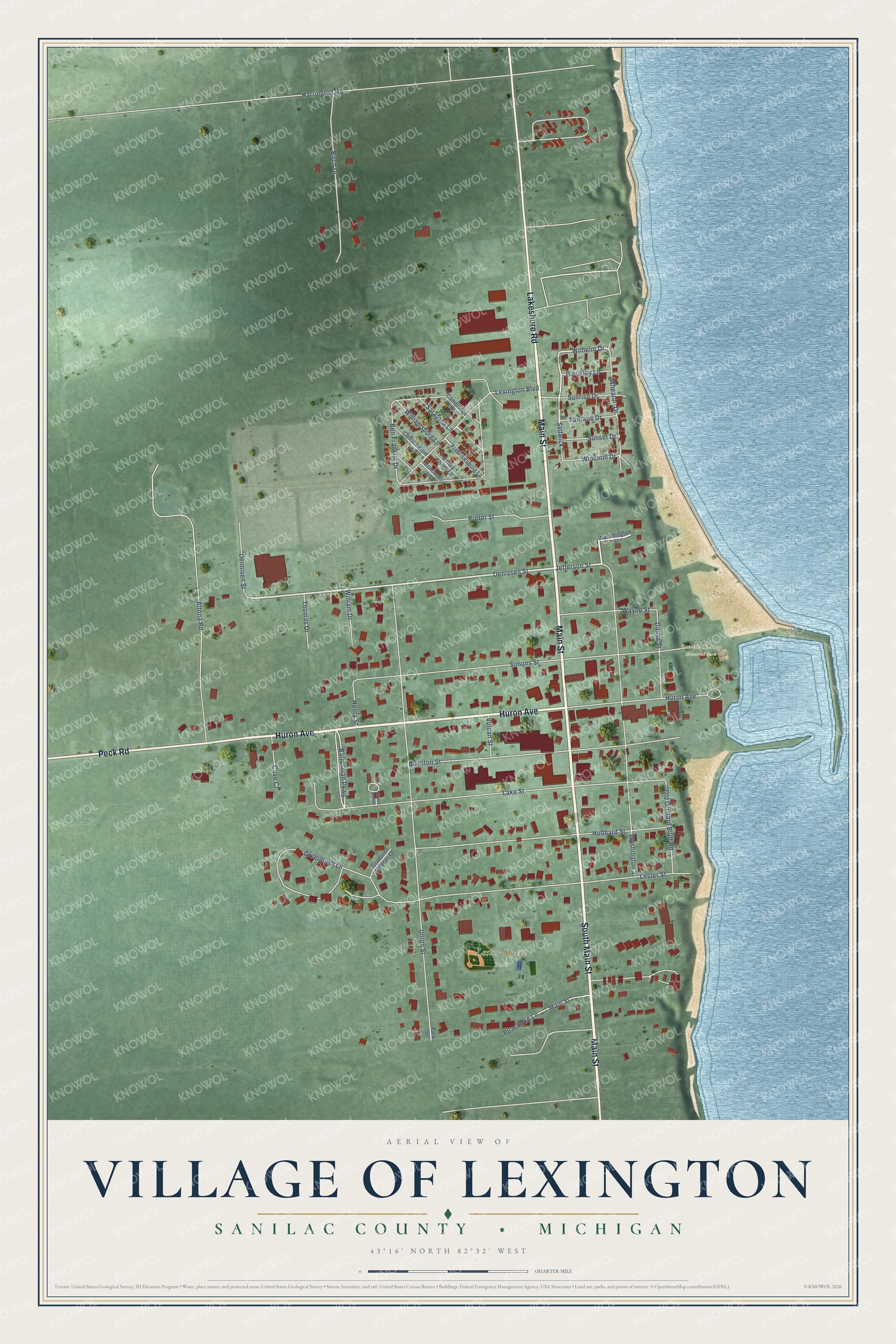 Watermarked full-map preview of Lexington, Michigan