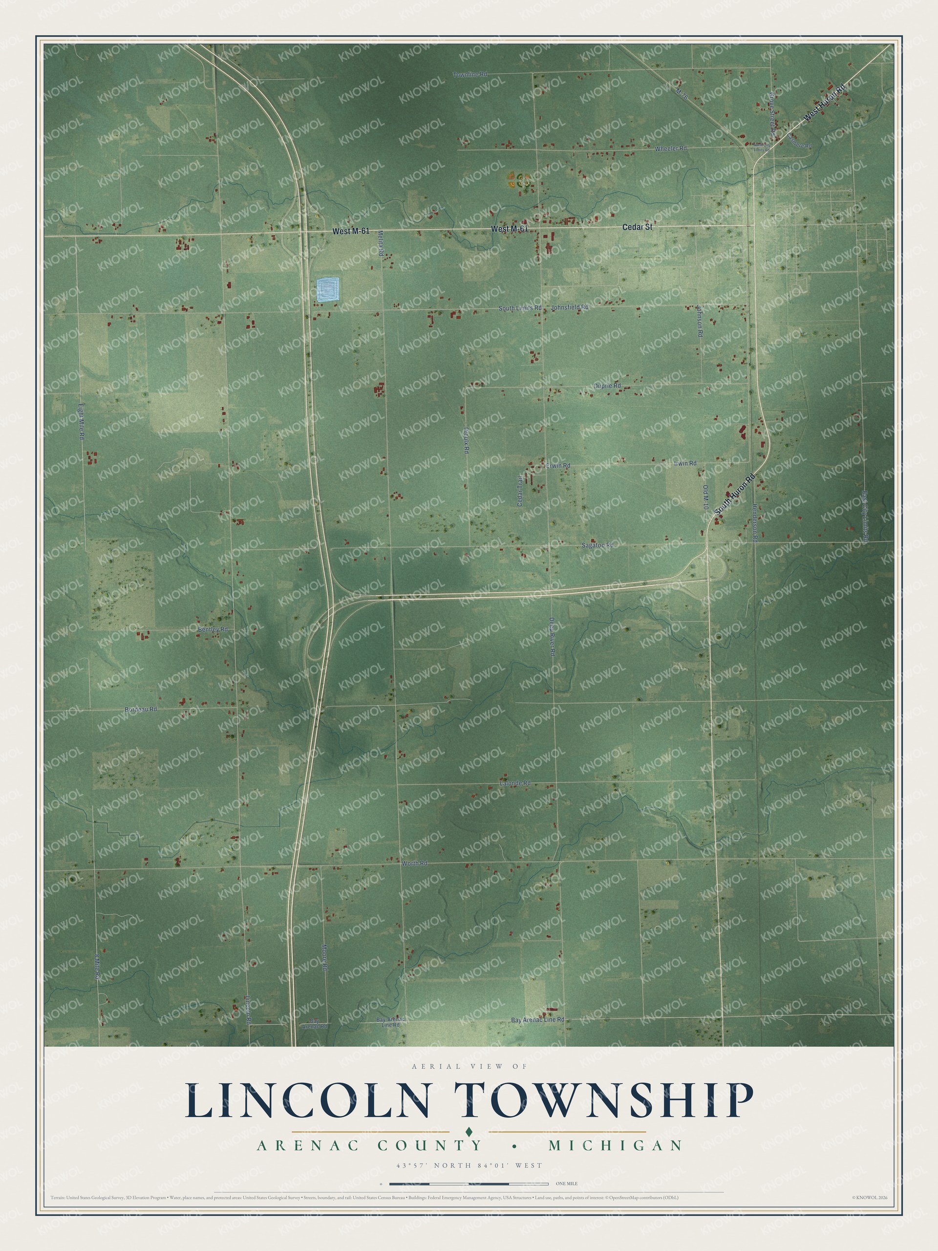 Watermarked full-map preview of Lincoln, Michigan