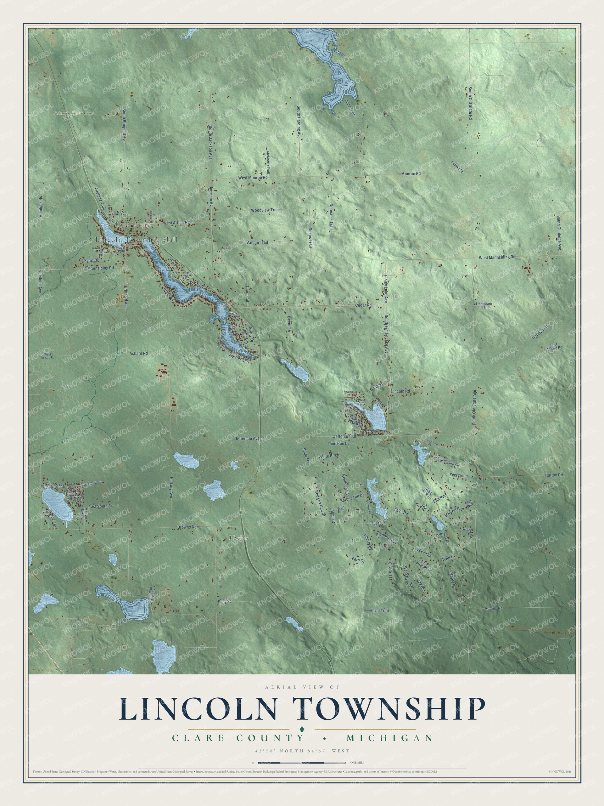 Watermarked full-map preview of Lincoln, Michigan