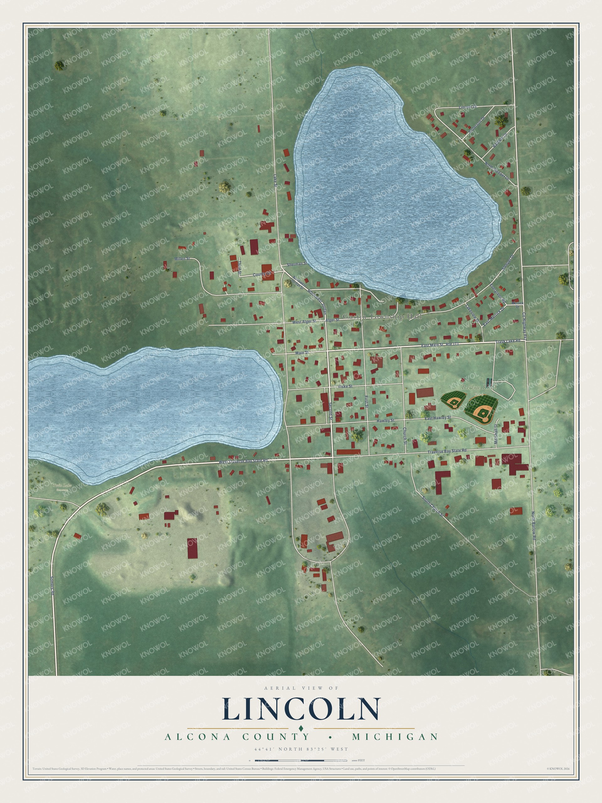 Watermarked full-map preview of Lincoln, Michigan