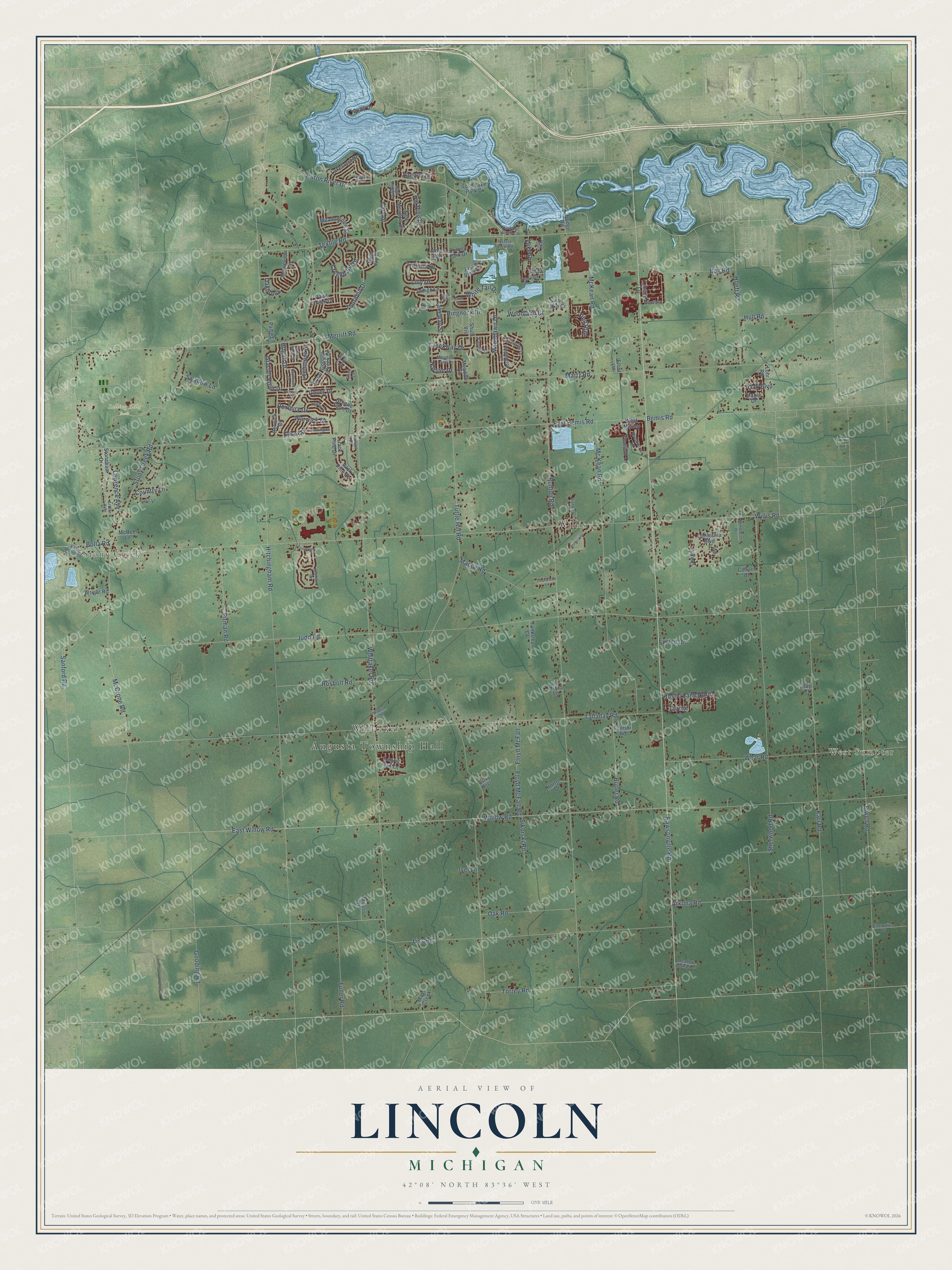 Watermarked full-map preview of Lincoln, Michigan
