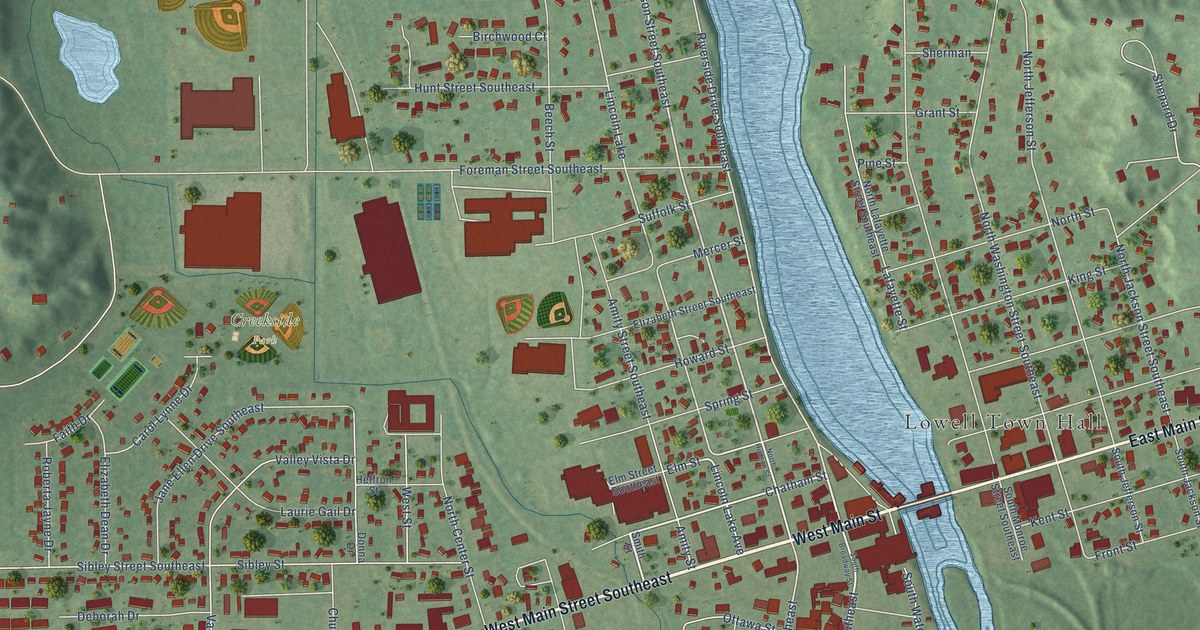 Map of Lowell City, Michigan in 2026