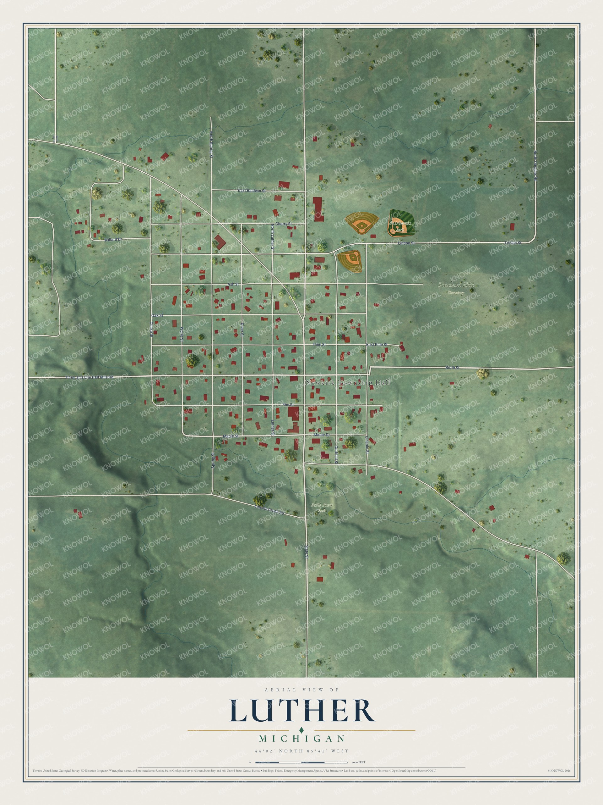 Watermarked full-map preview of Luther, Michigan