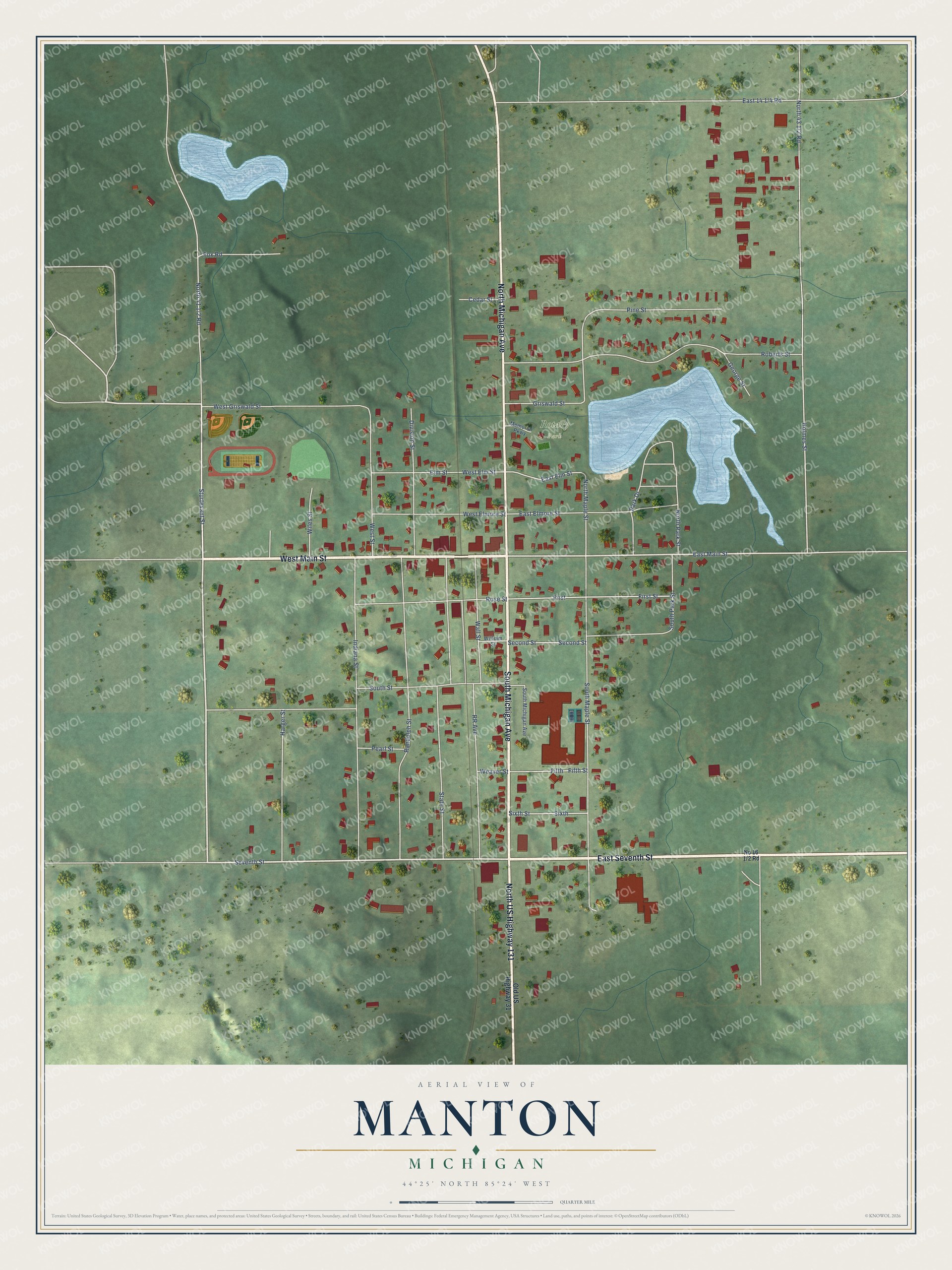 Watermarked full-map preview of Manton, Michigan