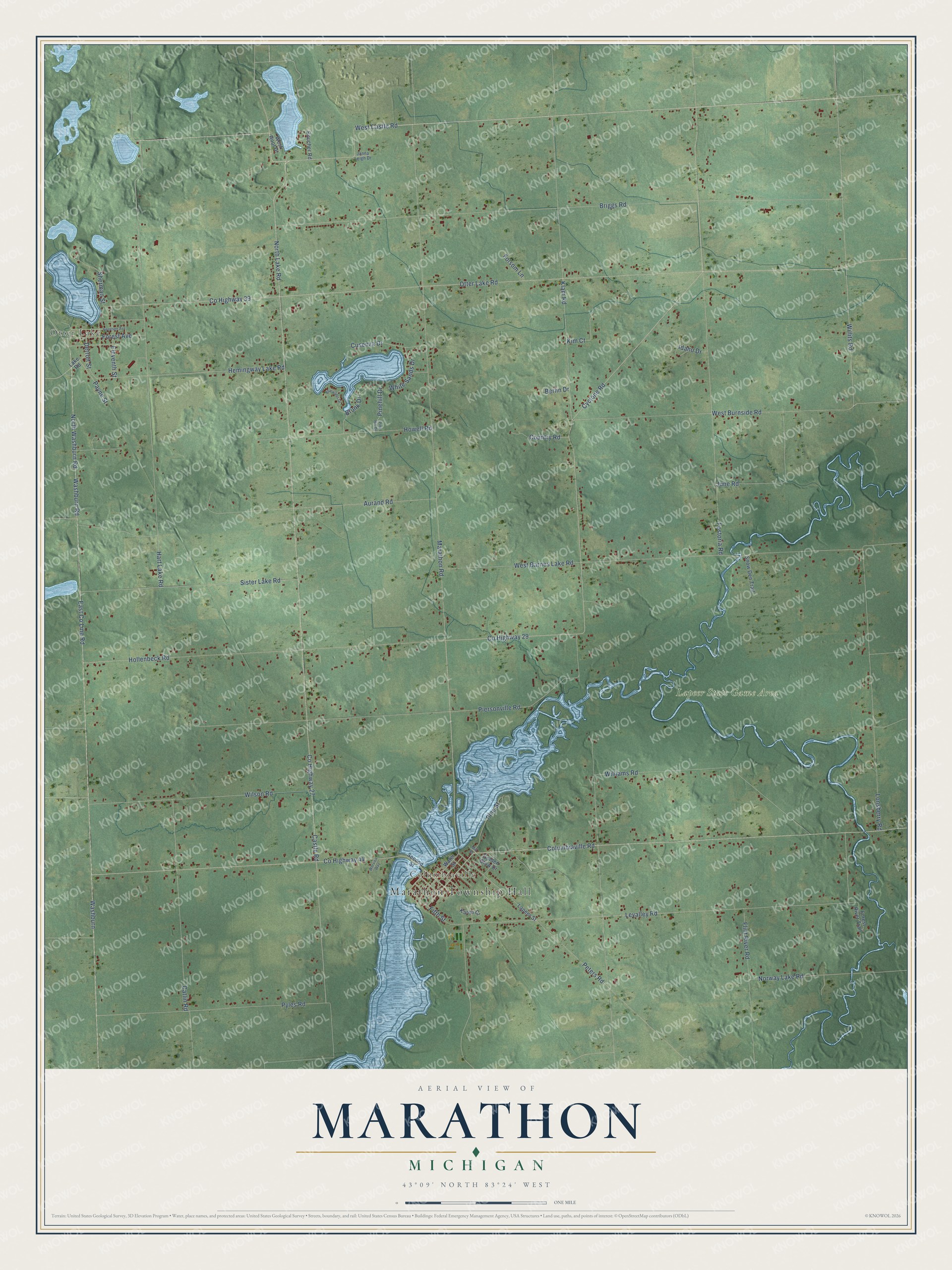 Watermarked full-map preview of Marathon, Michigan