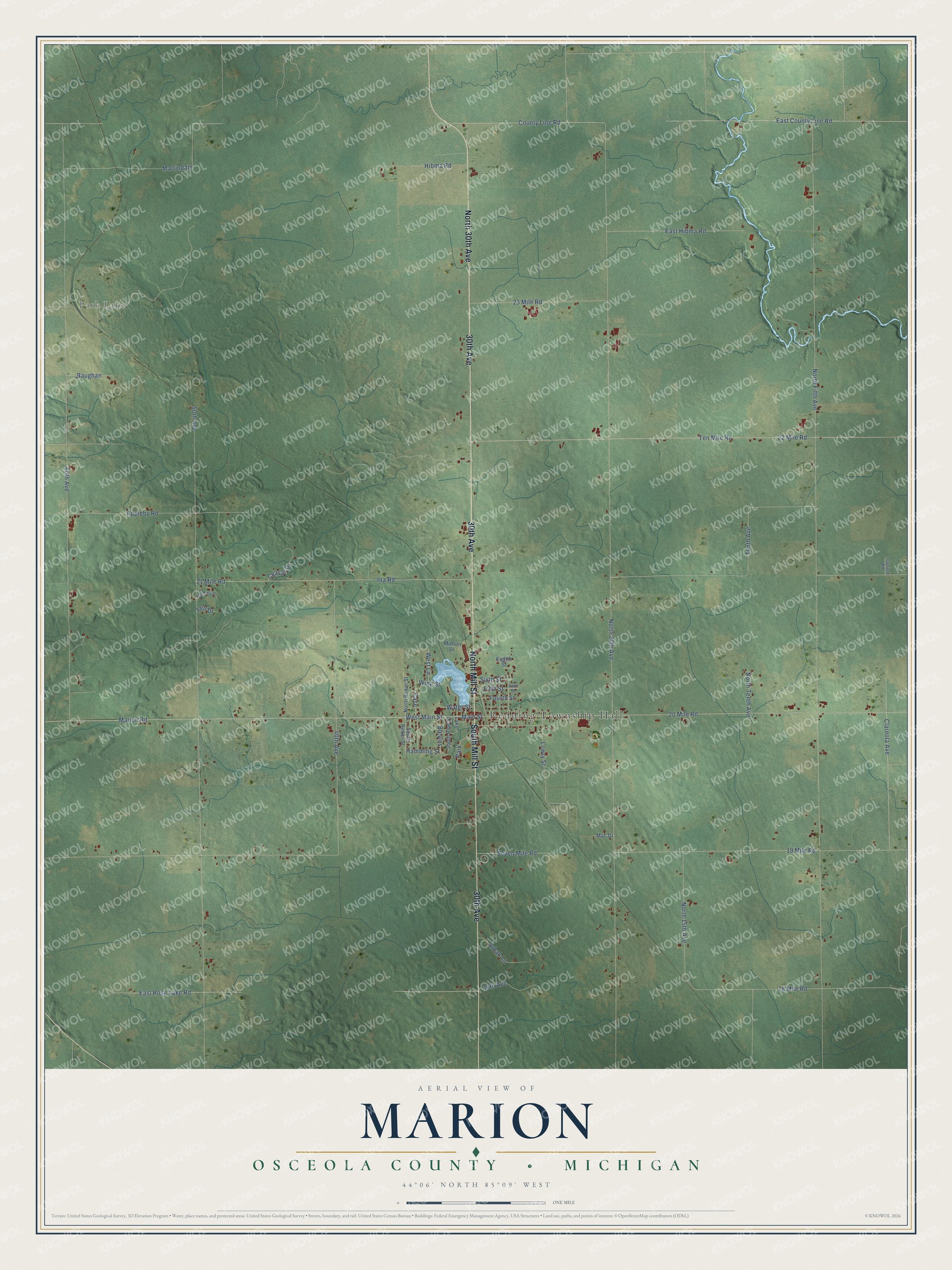 Watermarked full-map preview of Marion, Michigan