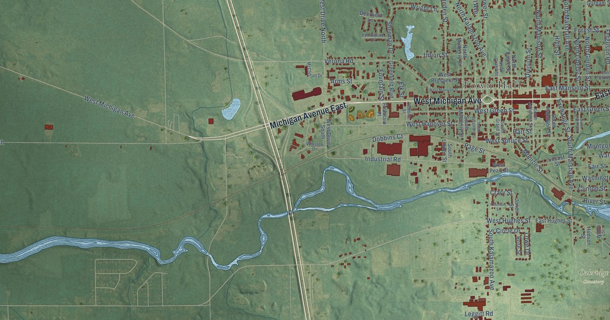 Map of Marshall City, Michigan in 2026