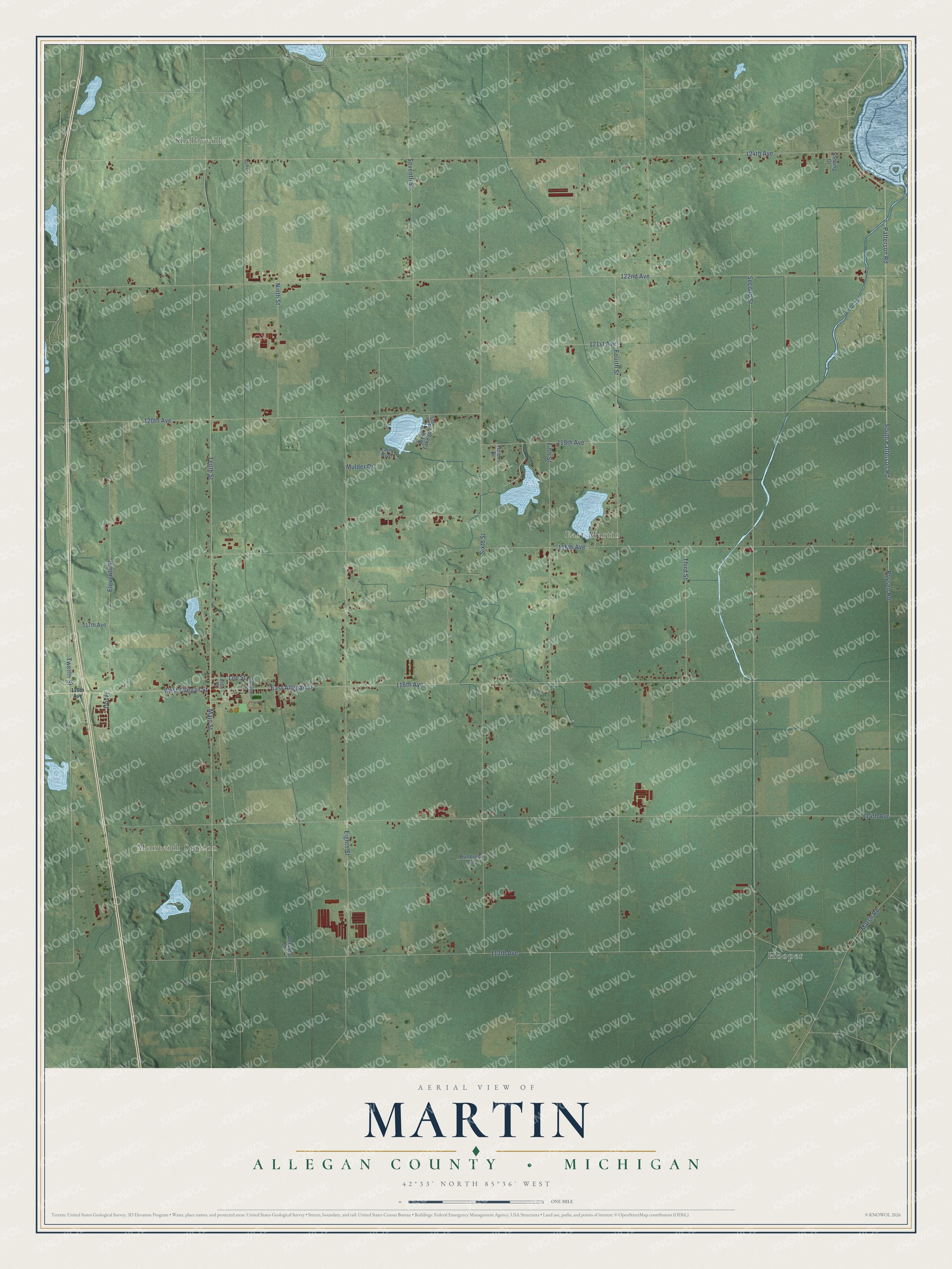 Watermarked full-map preview of Martin, Michigan