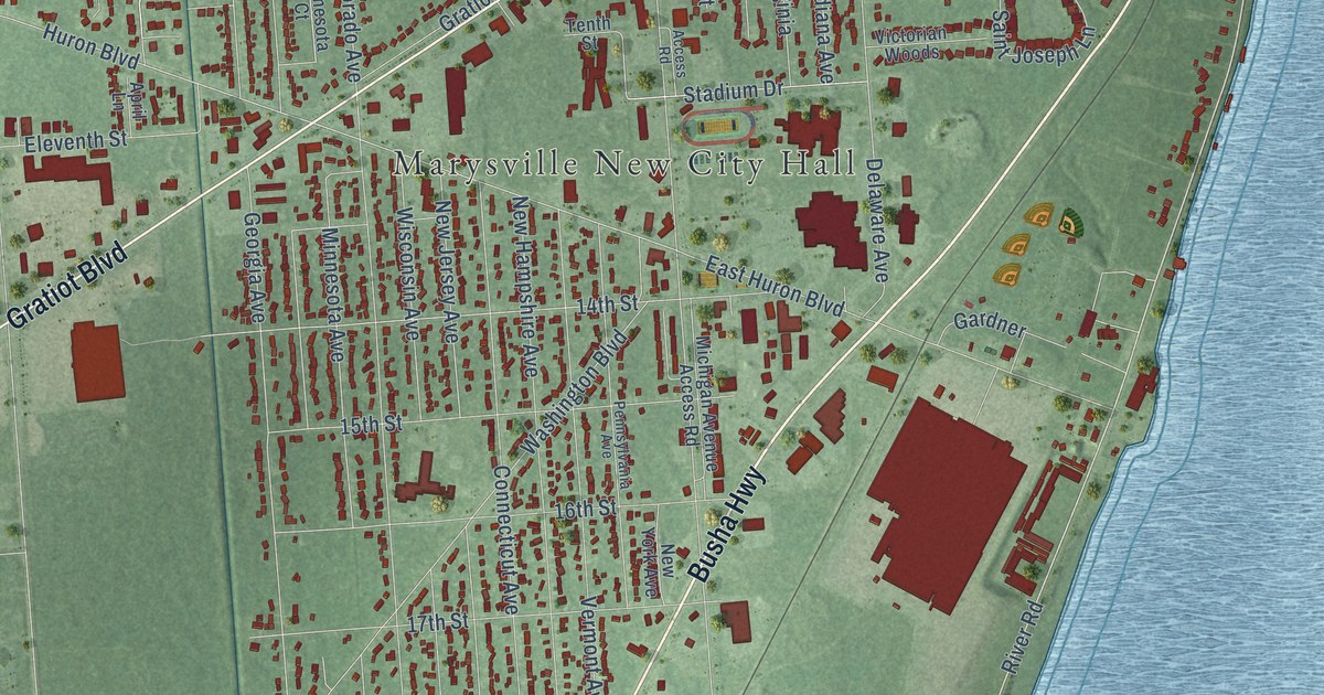 Map of Marysville, Michigan in 2026