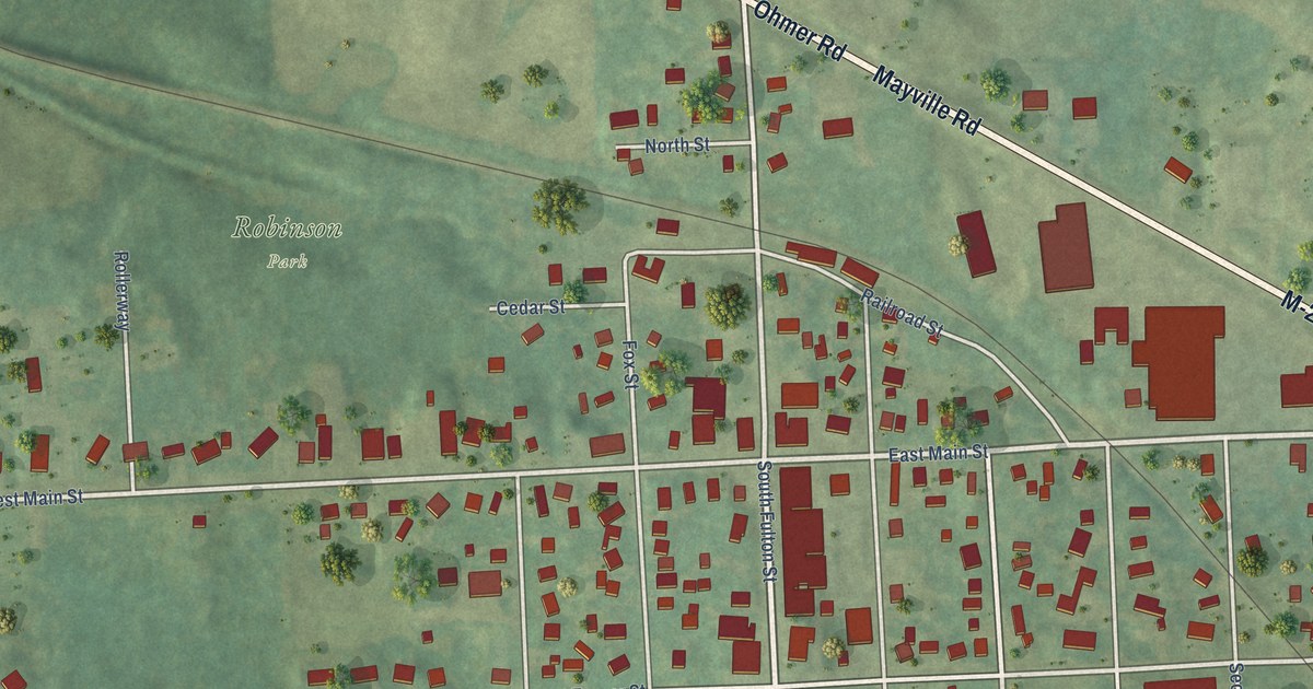 Map of Mayville, Michigan in 2026
