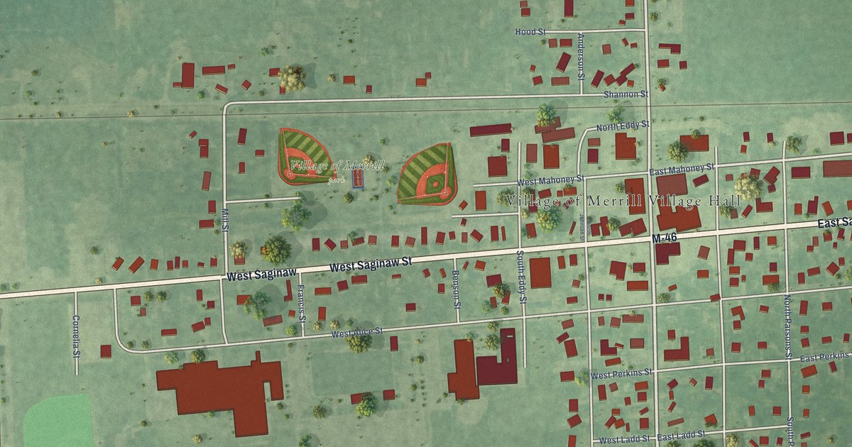 Map of Merrill, Saginaw County, Michigan in 2026