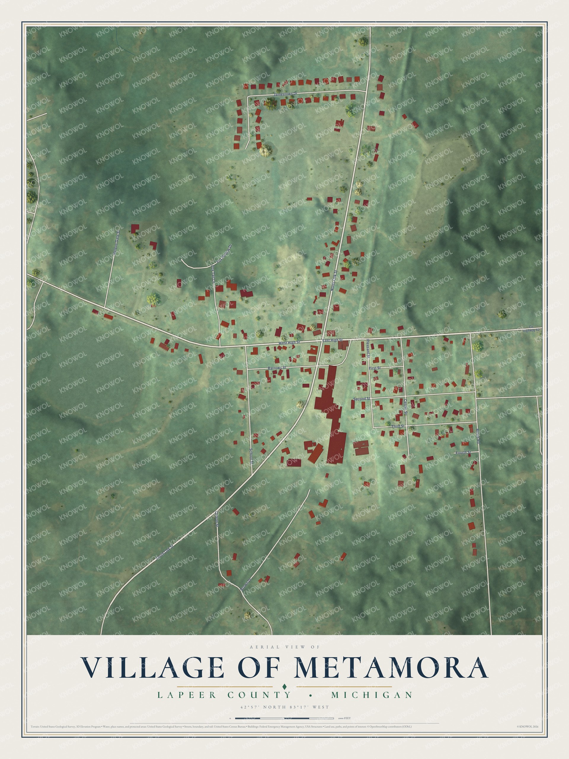 Watermarked full-map preview of Metamora, Michigan