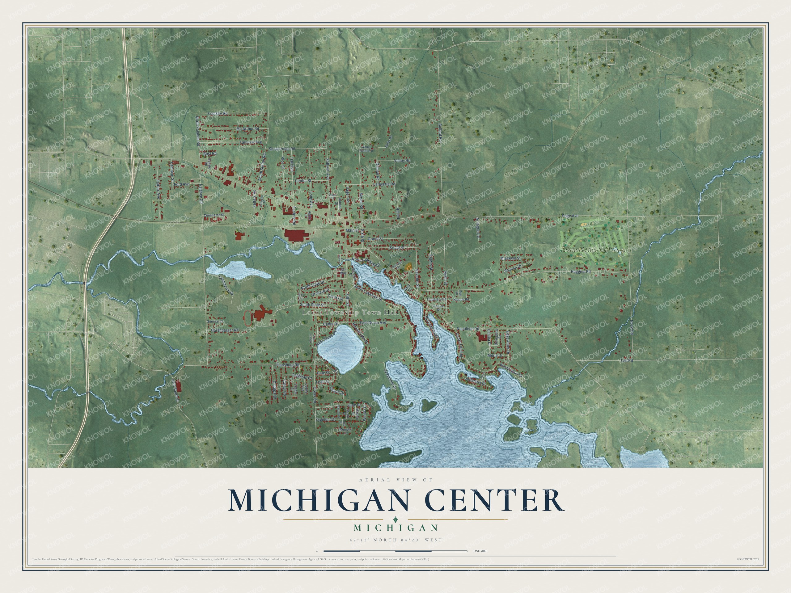 Watermarked full-map preview of Michigan Center, Michigan