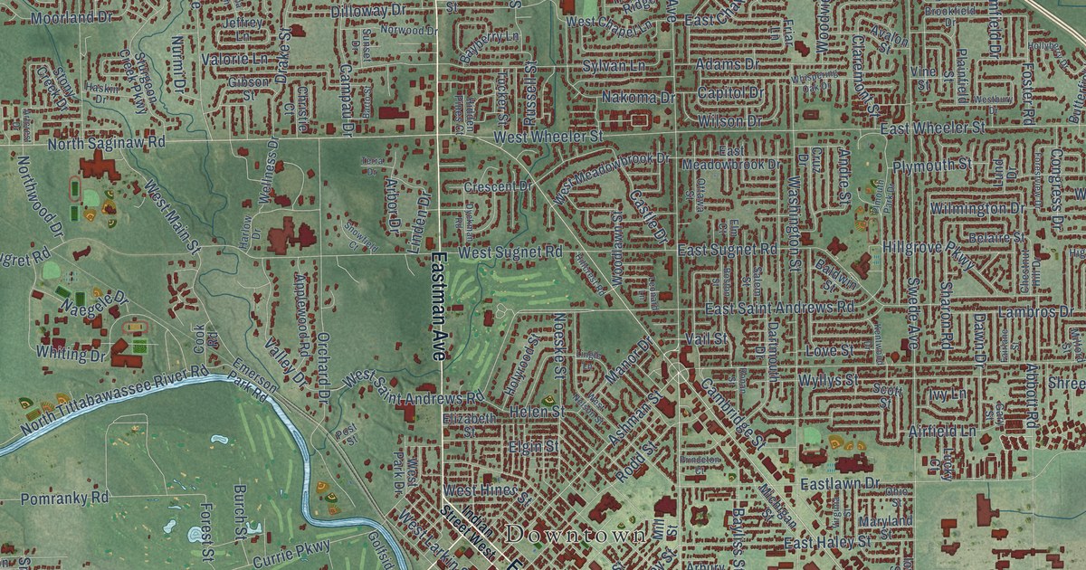Map of Midland City, Michigan in 2026